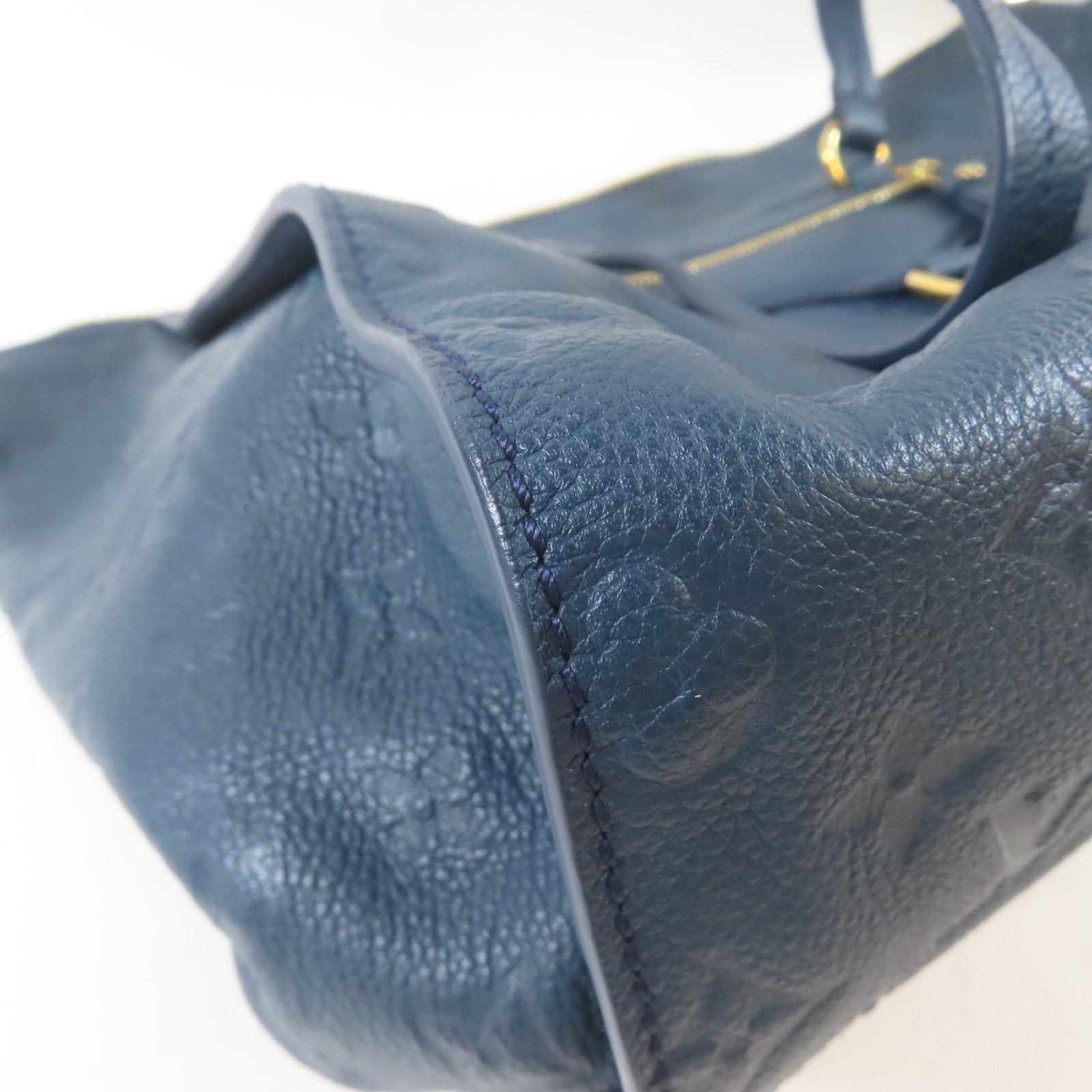 LOUIS VUITTON Monogram Empreinte Lumineuse PM金扣手挽肩背兩用袋藍色