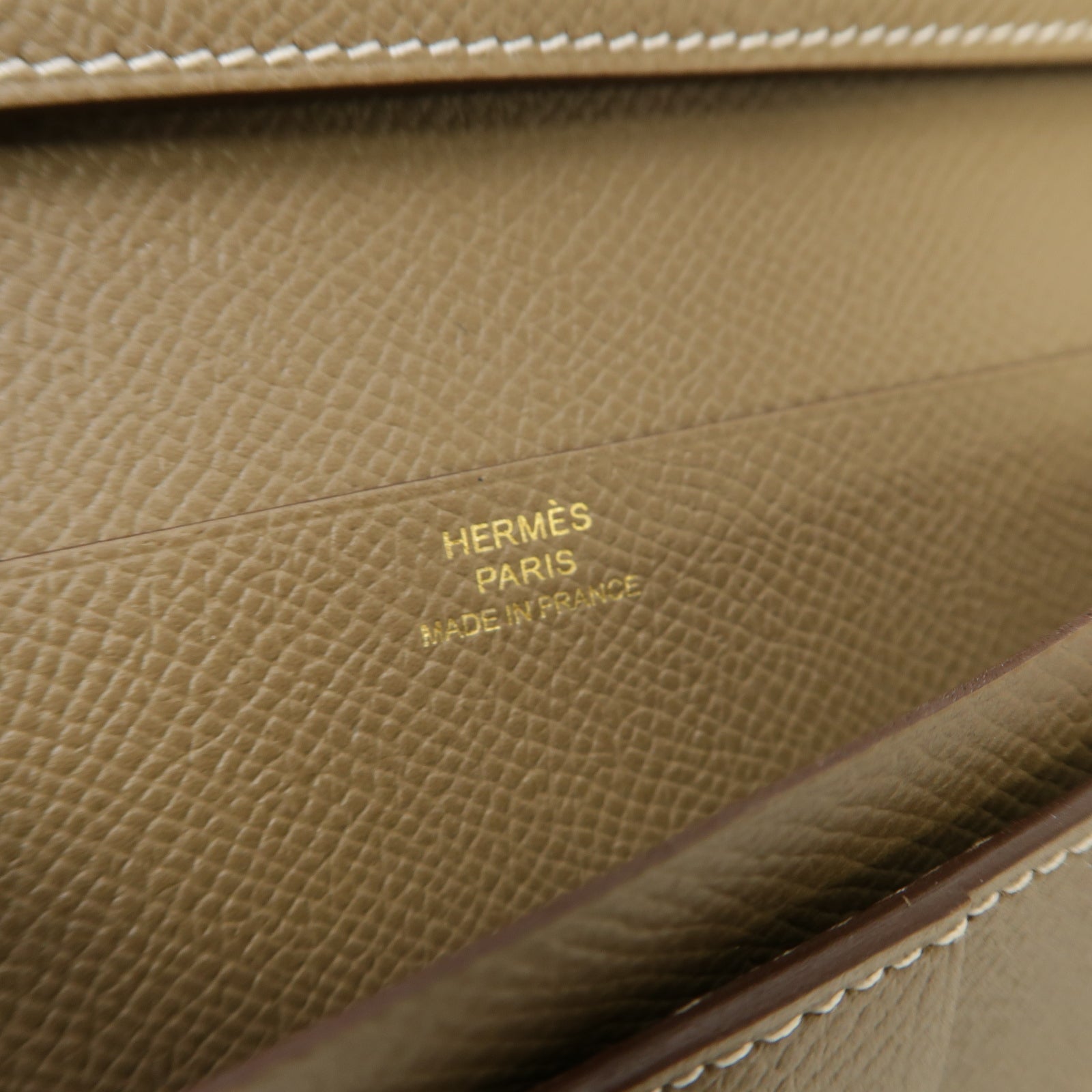 HERMES Epsom皮革Brean Long Wallet金扣長錢包Etoupe米灰色