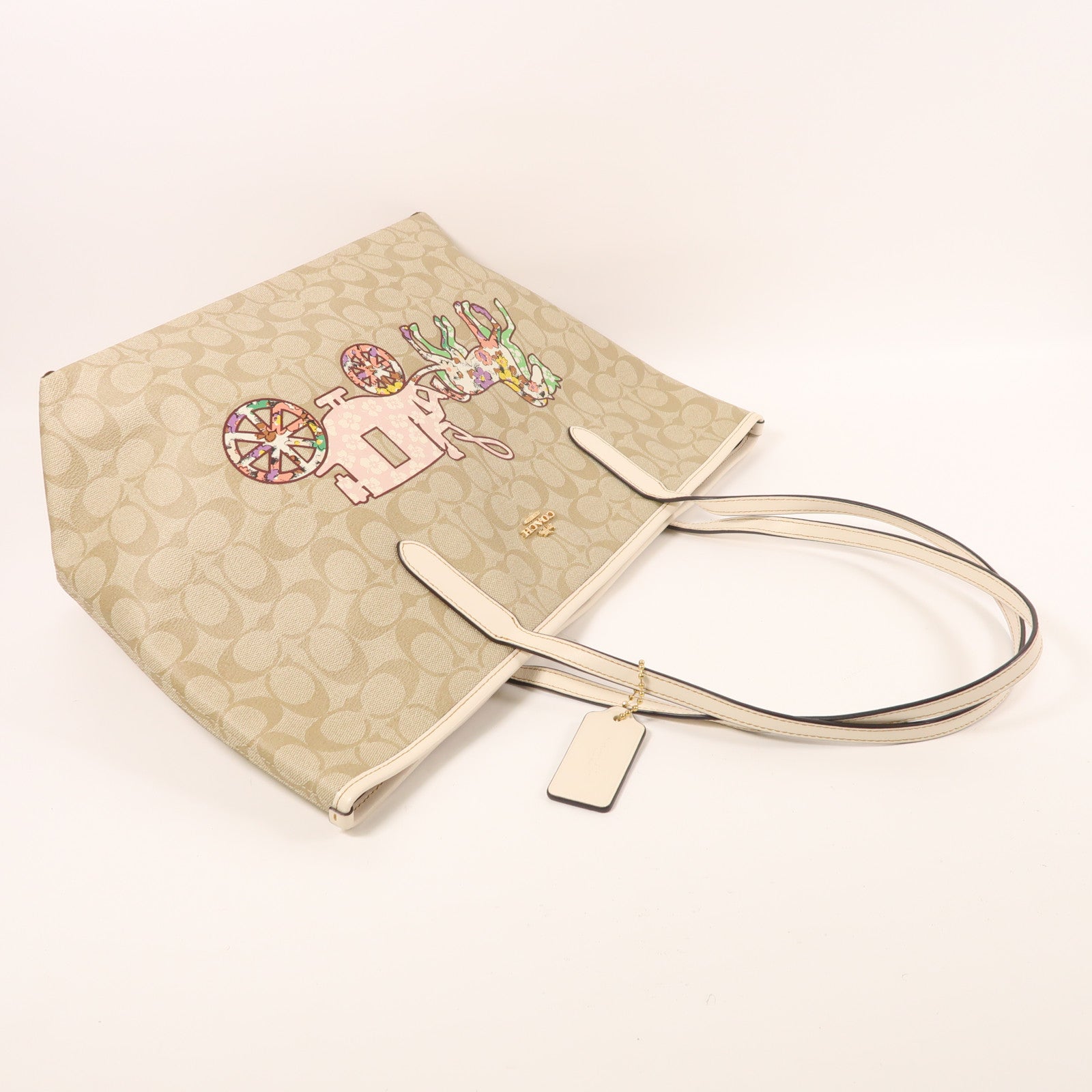 COACH 塗層帆布Tote Bag金扣肩背袋