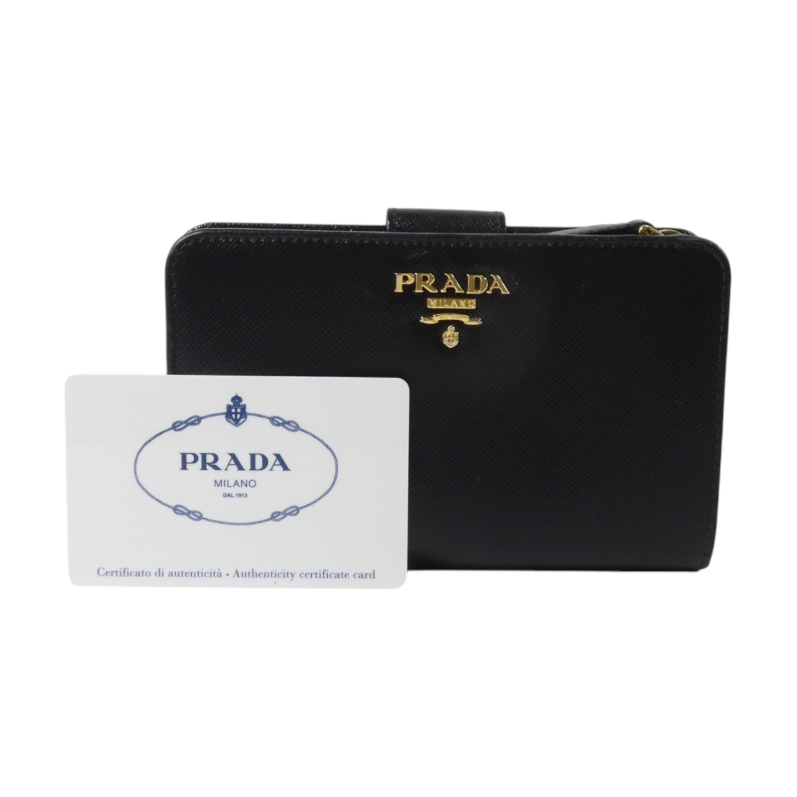 PRADA Saffiano皮革Wallet金扣錢包