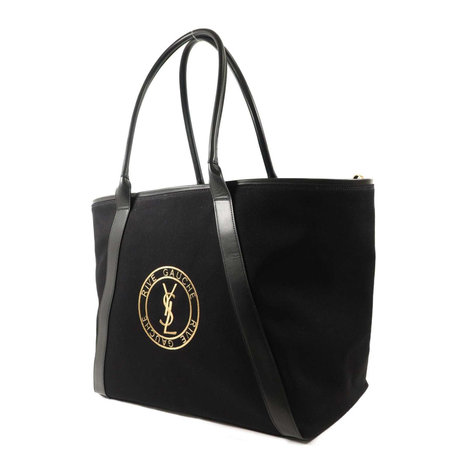 SAINT LAURENT 帆布/牛皮皮革Rive Gauche Tote Bag手挽袋