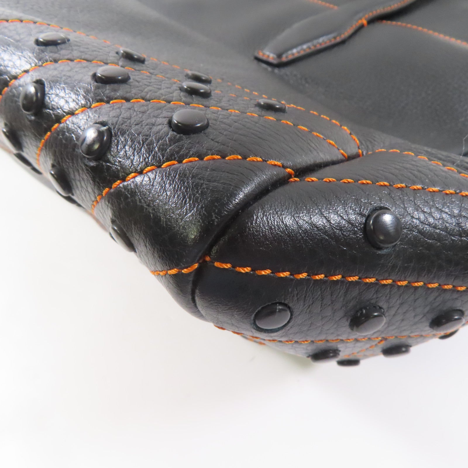 TOD'S 牛皮皮革2 Way Bag銀扣手挽肩背兩用袋黑色