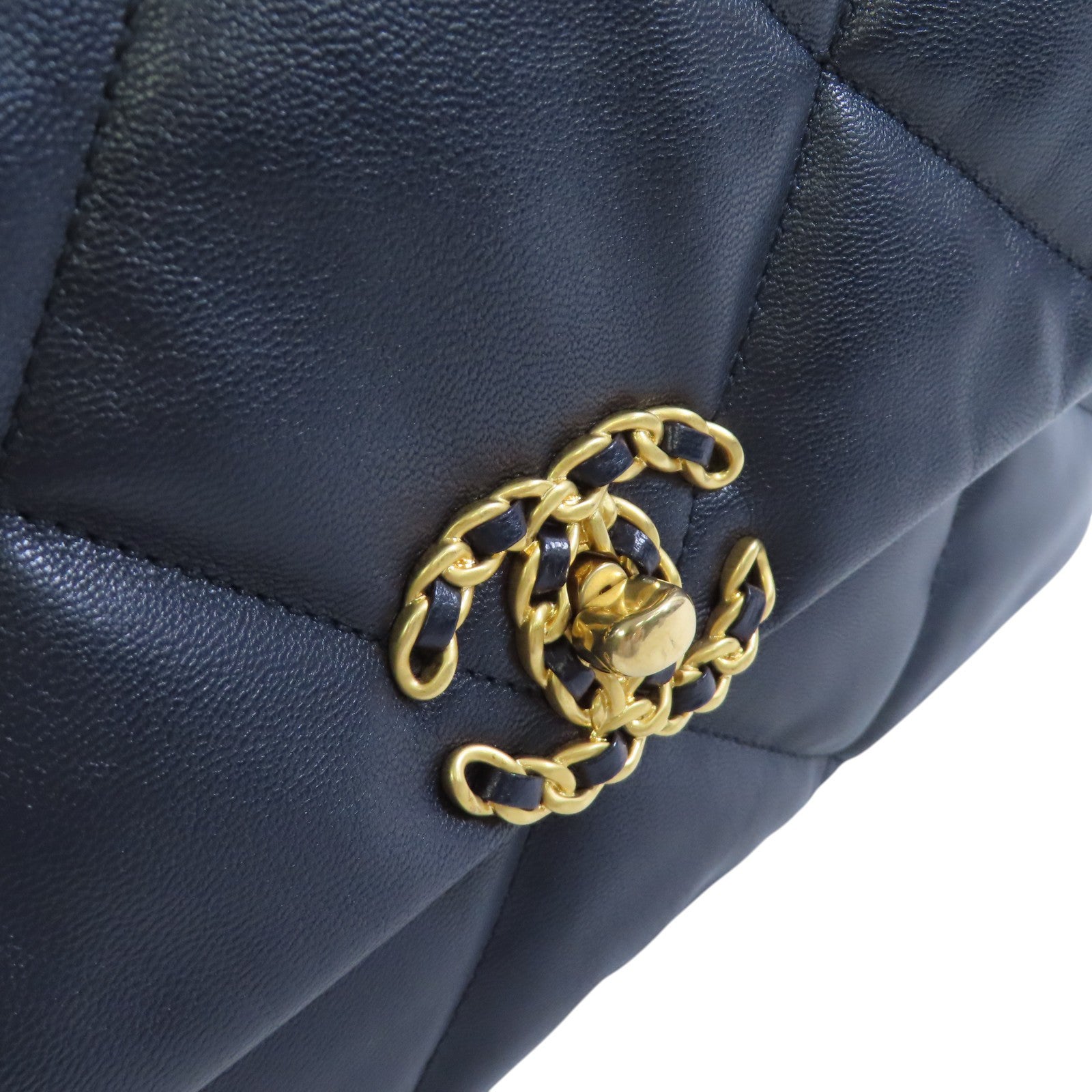 CHANEL 羊皮皮革Chanel 19 2Way Shoulder Bag金扣鏈帶手挽肩背兩用袋