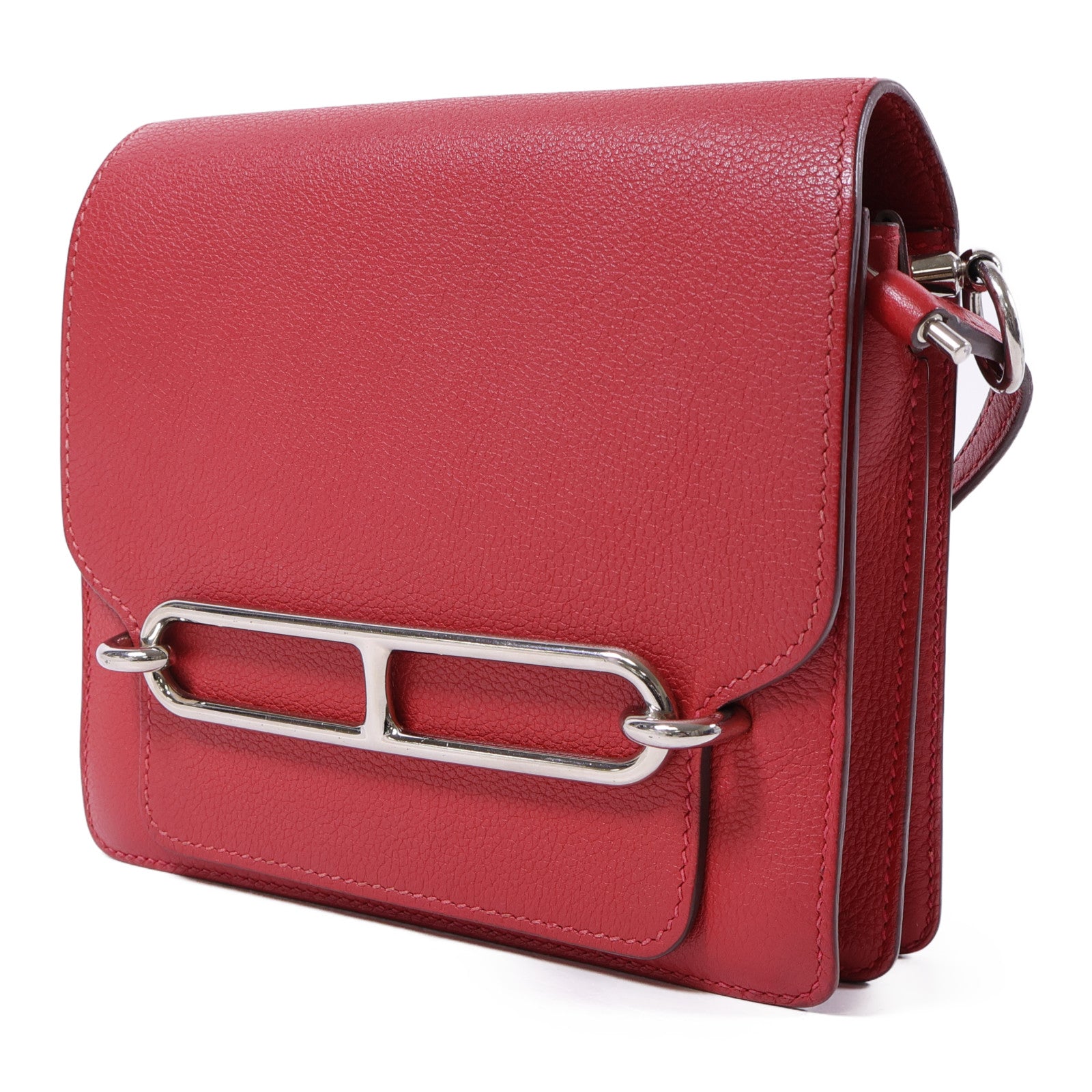 HERMES Evercolor皮革Mini Roulis銀扣肩背袋