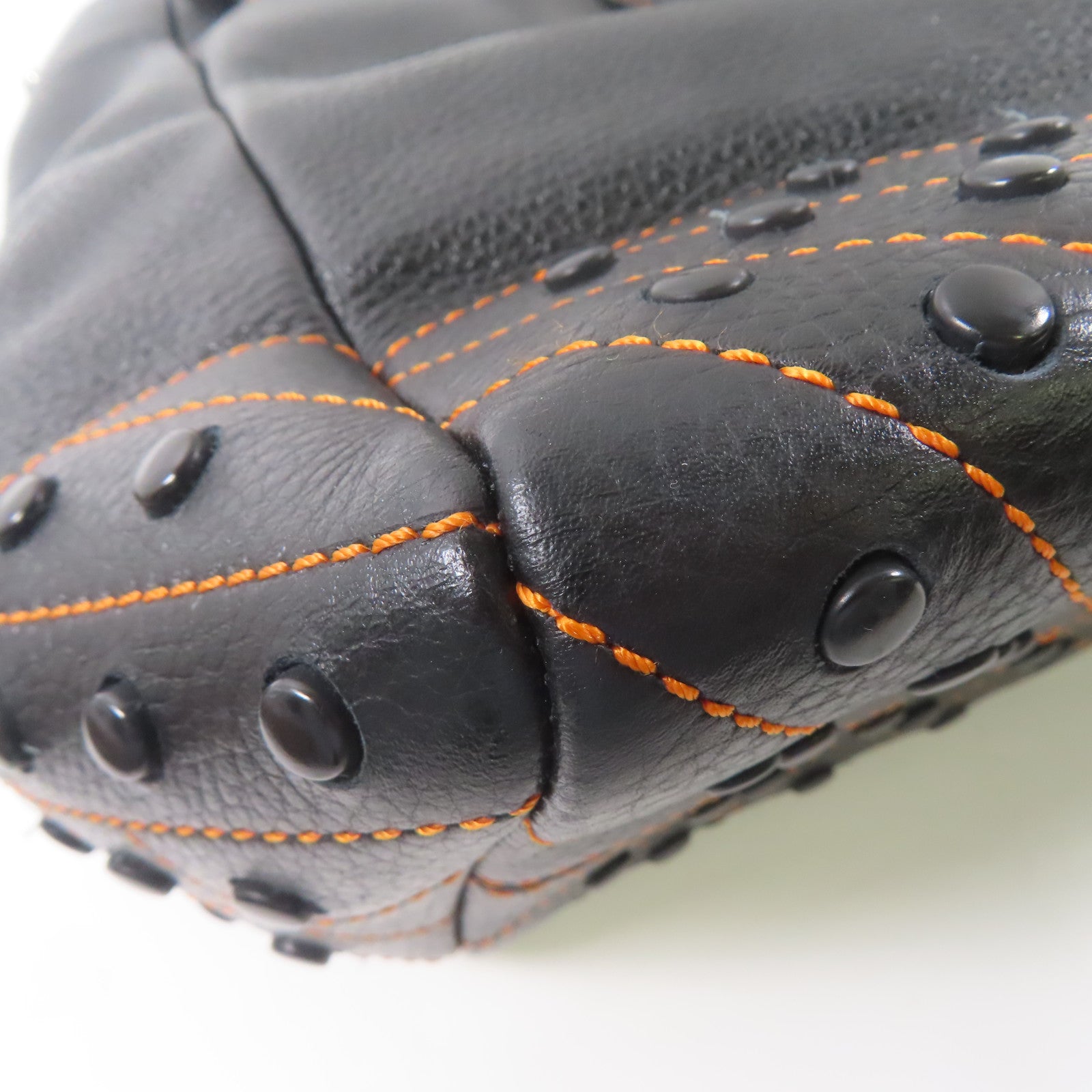 TOD'S 牛皮皮革2 Way Bag銀扣手挽肩背兩用袋黑色