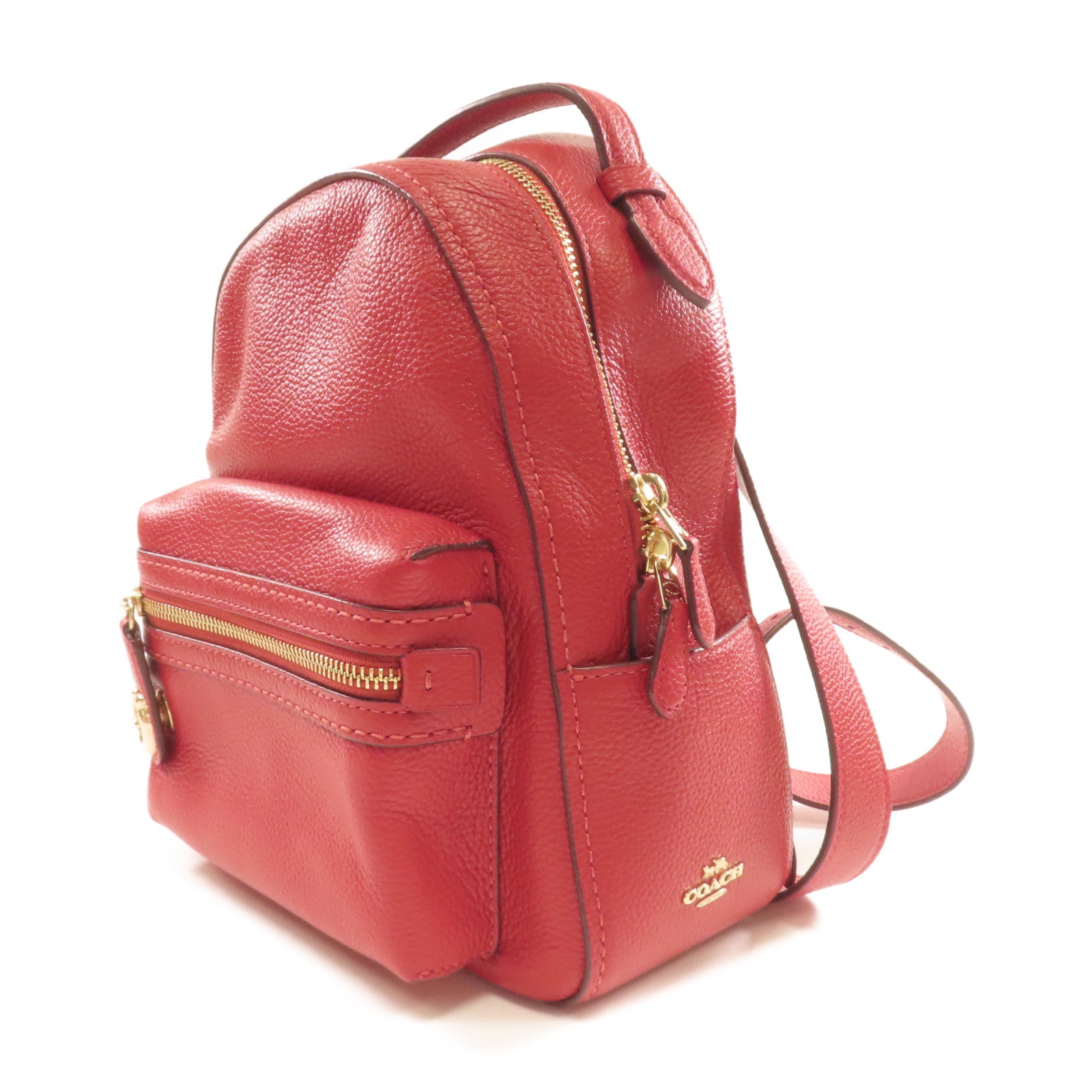 COACH 牛皮皮革Backpack金扣背包紅色