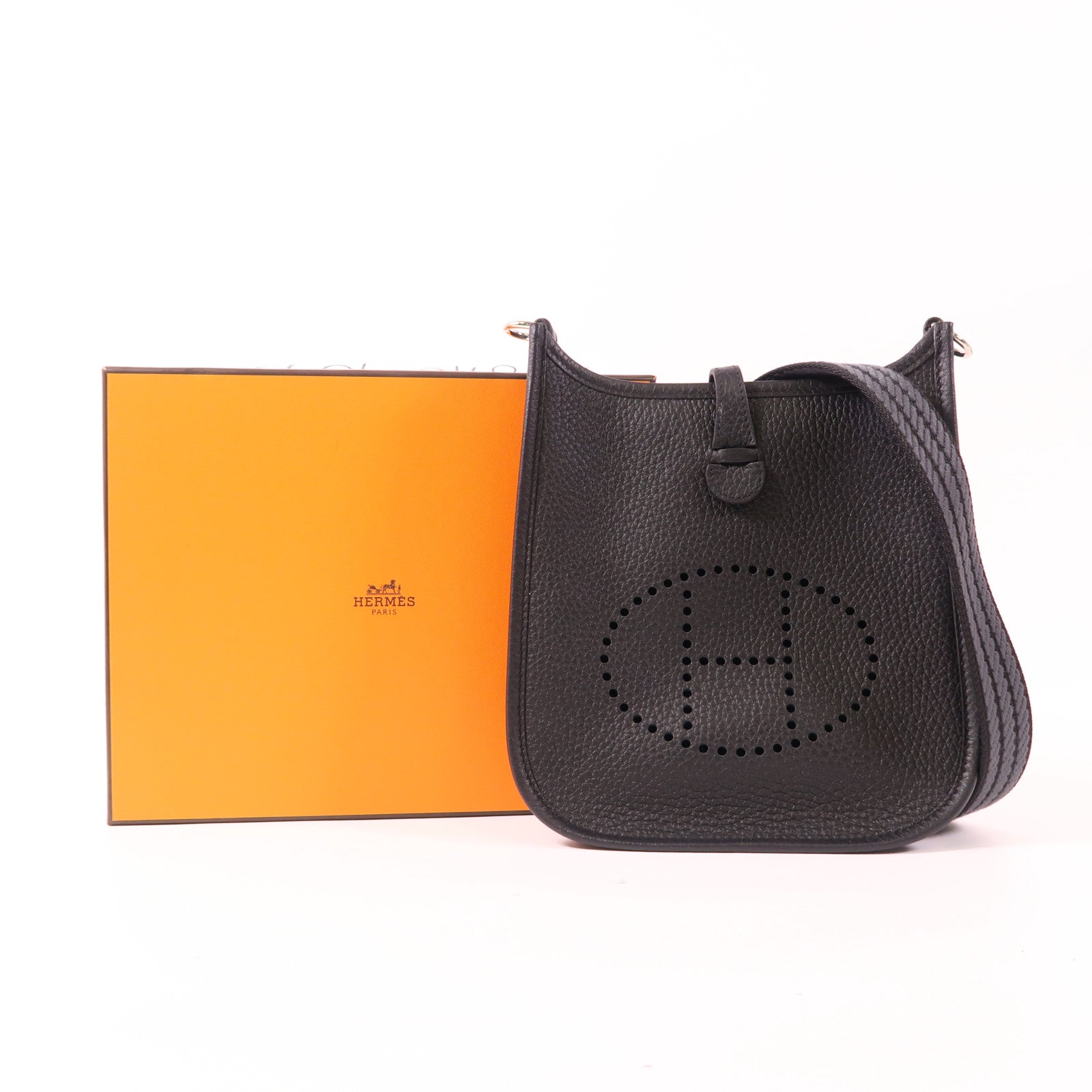 HERMES Clemence皮革Evelyne TPM金扣肩背袋Noir
