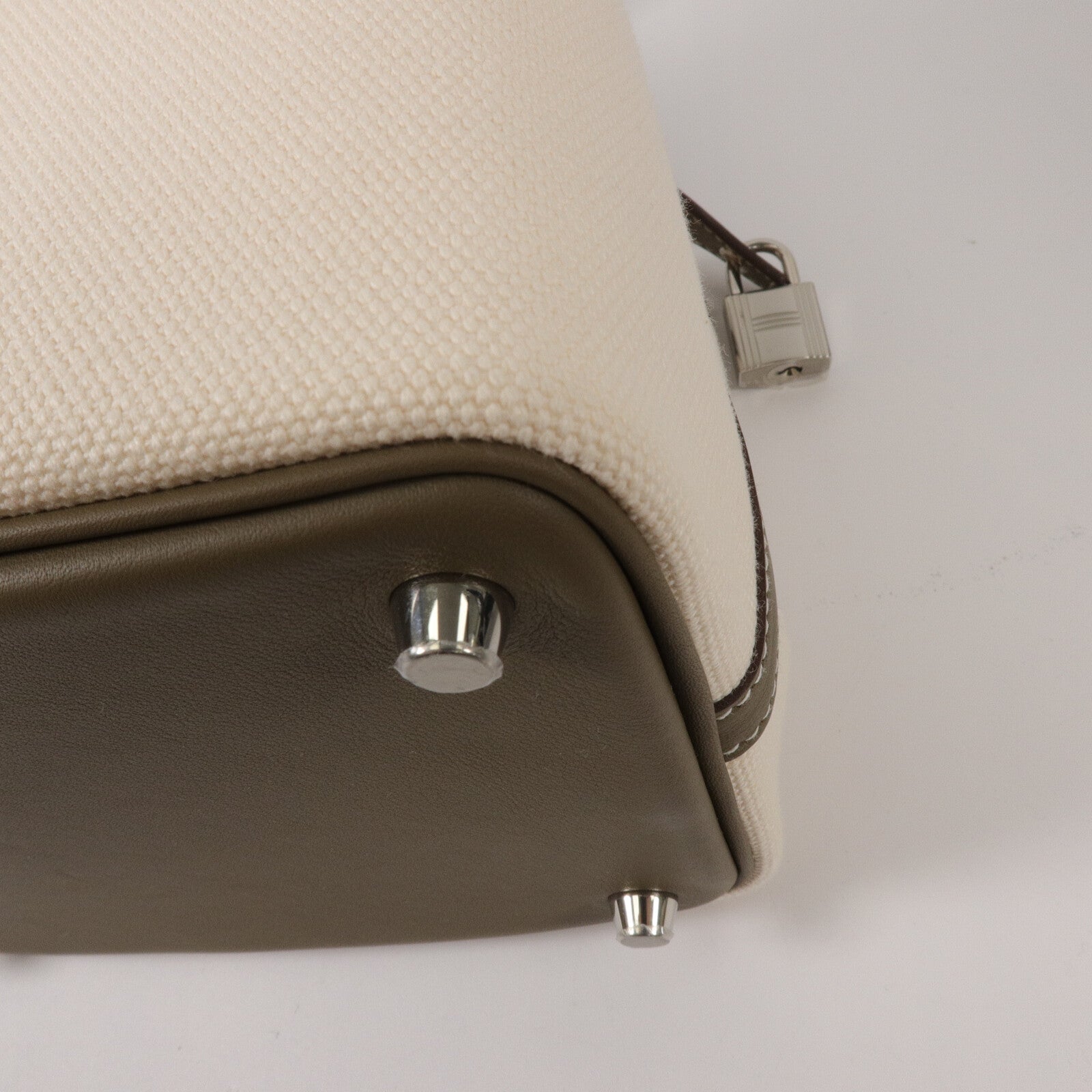 HERMES 帆布/Swift皮革Picotin PM手挽袋Etoupe