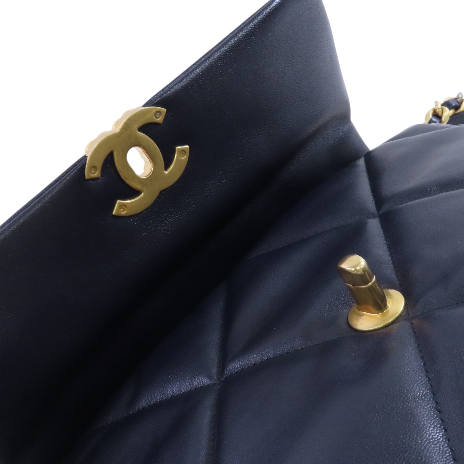 CHANEL 羊皮皮革Chanel 19 2Way Shoulder Bag金扣鏈帶手挽肩背兩用袋