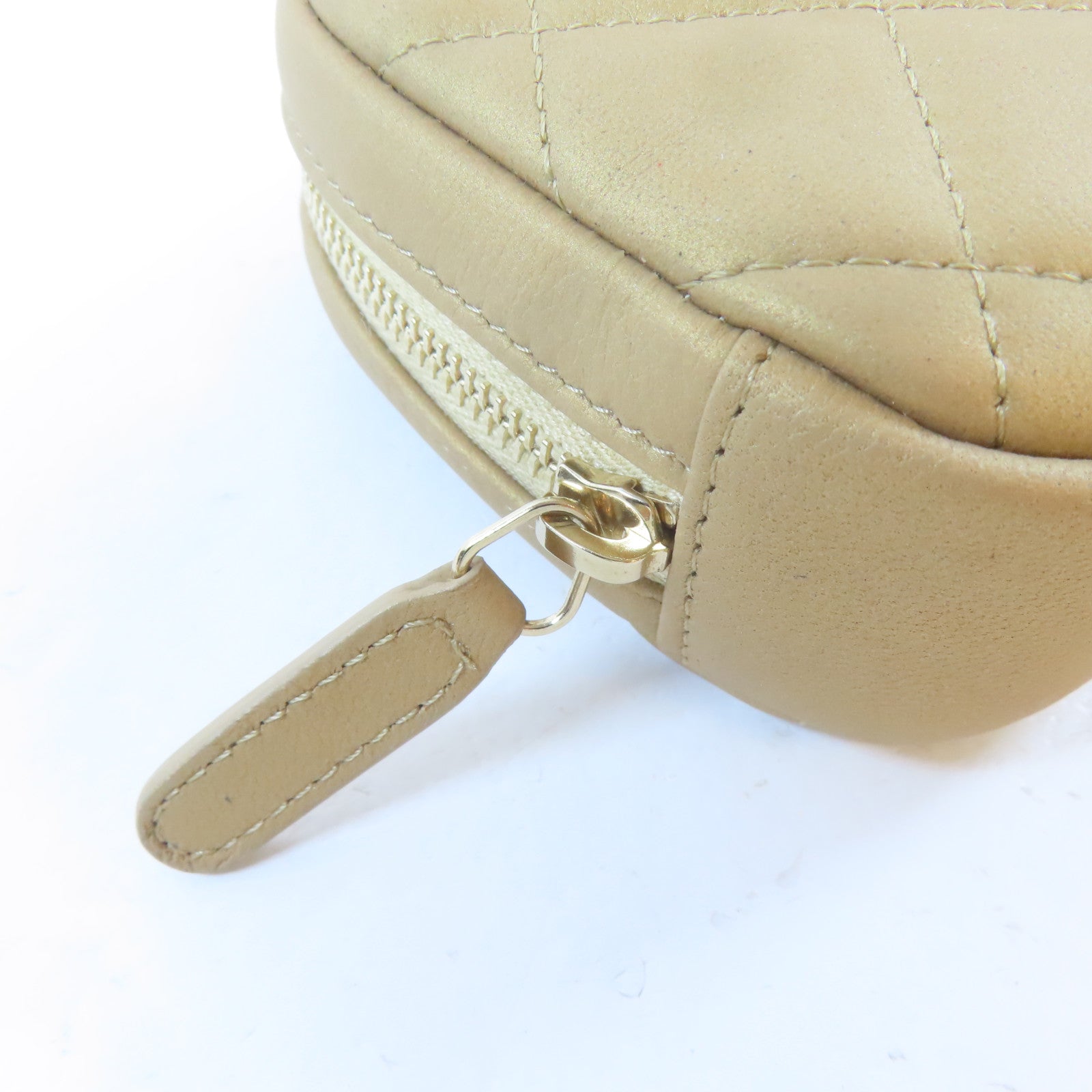 CHANEL (PRICE DOWN) Quilted CC GHW Pouch Bag Lambskin Leather Gold
