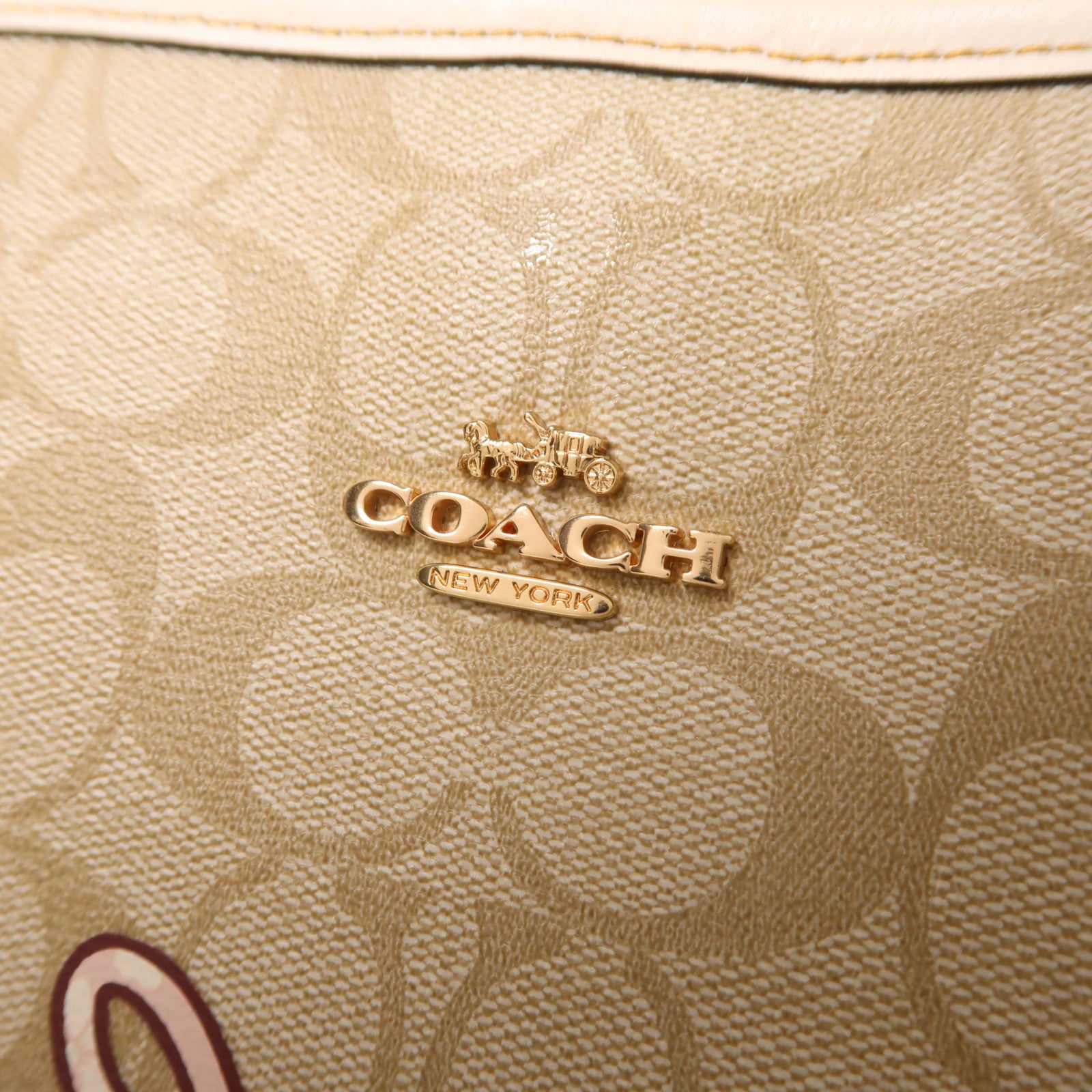 COACH 塗層帆布Tote Bag金扣肩背袋