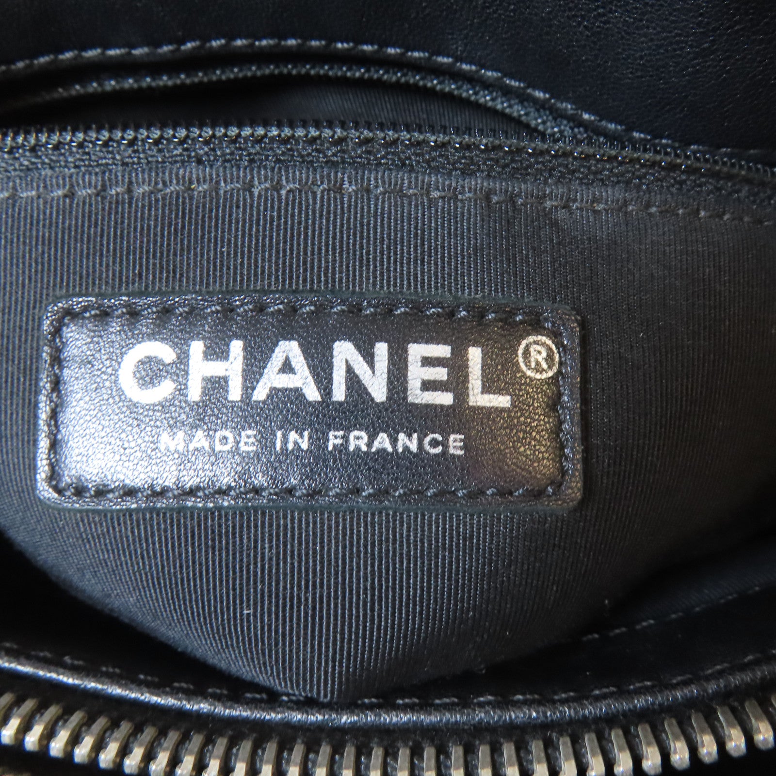 CHANEL 菱格牛皮皮革Mademoiselle Vintage Tote銀扣鏈帶肩背袋黑色