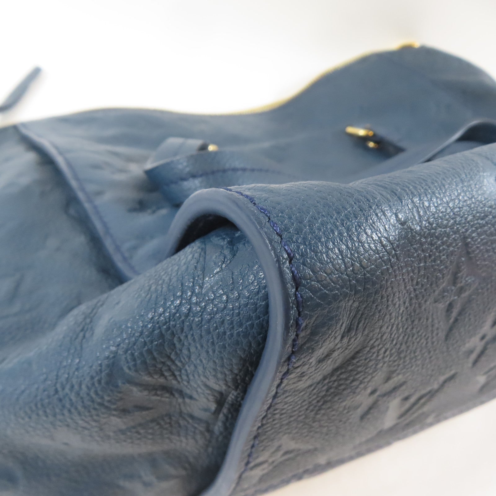 LOUIS VUITTON Monogram Empreinte Lumineuse PM金扣手挽肩背兩用袋藍色