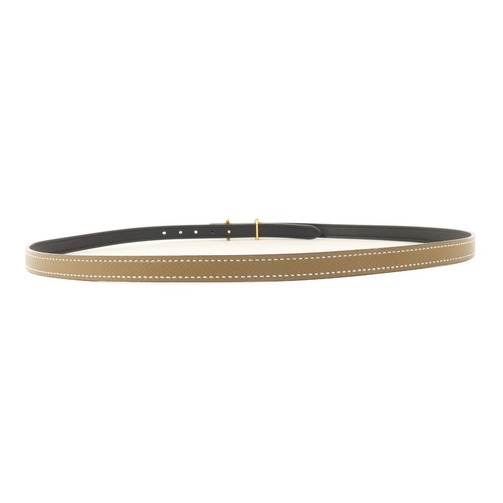 HERMES Epsom皮革/Swift皮革Gamma Reversible Belt 85cm皮帶Etoupe/Noir