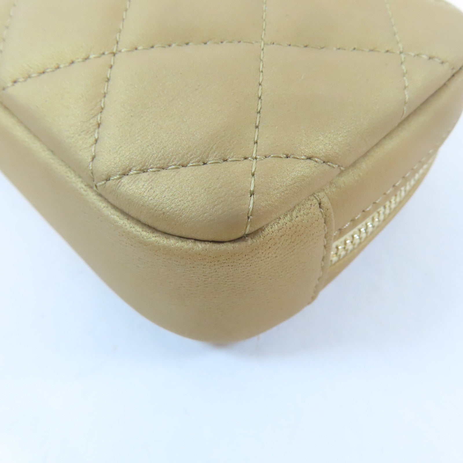 CHANEL (PRICE DOWN) Quilted CC GHW Pouch Bag Lambskin Leather Gold