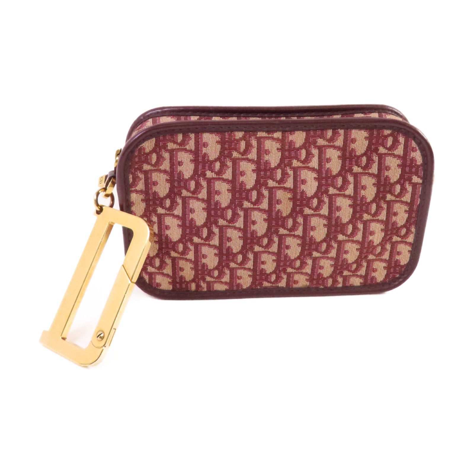 Dior Oblique帆布Clutch Bag金扣手拿包酒紅色