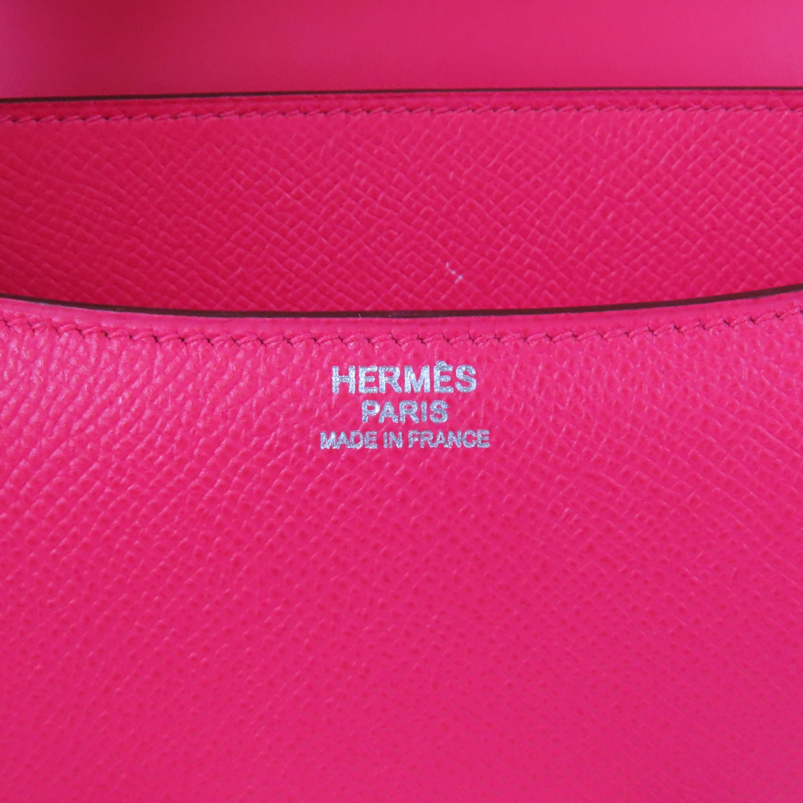HERMES 【激減優惠】Epsom皮革Constance 24銀扣肩背袋粉紅色