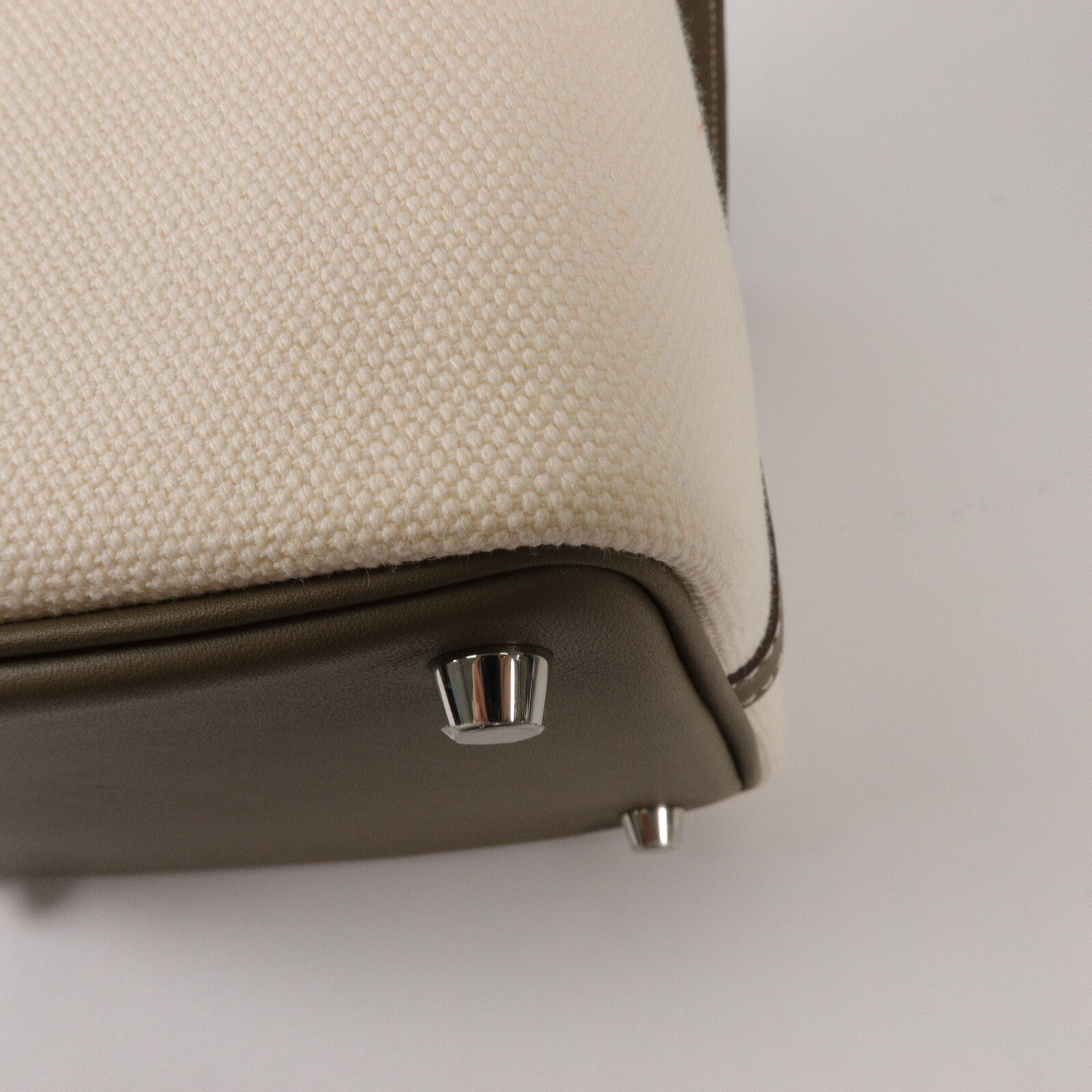 HERMES 帆布/Swift皮革Picotin PM手挽袋Etoupe