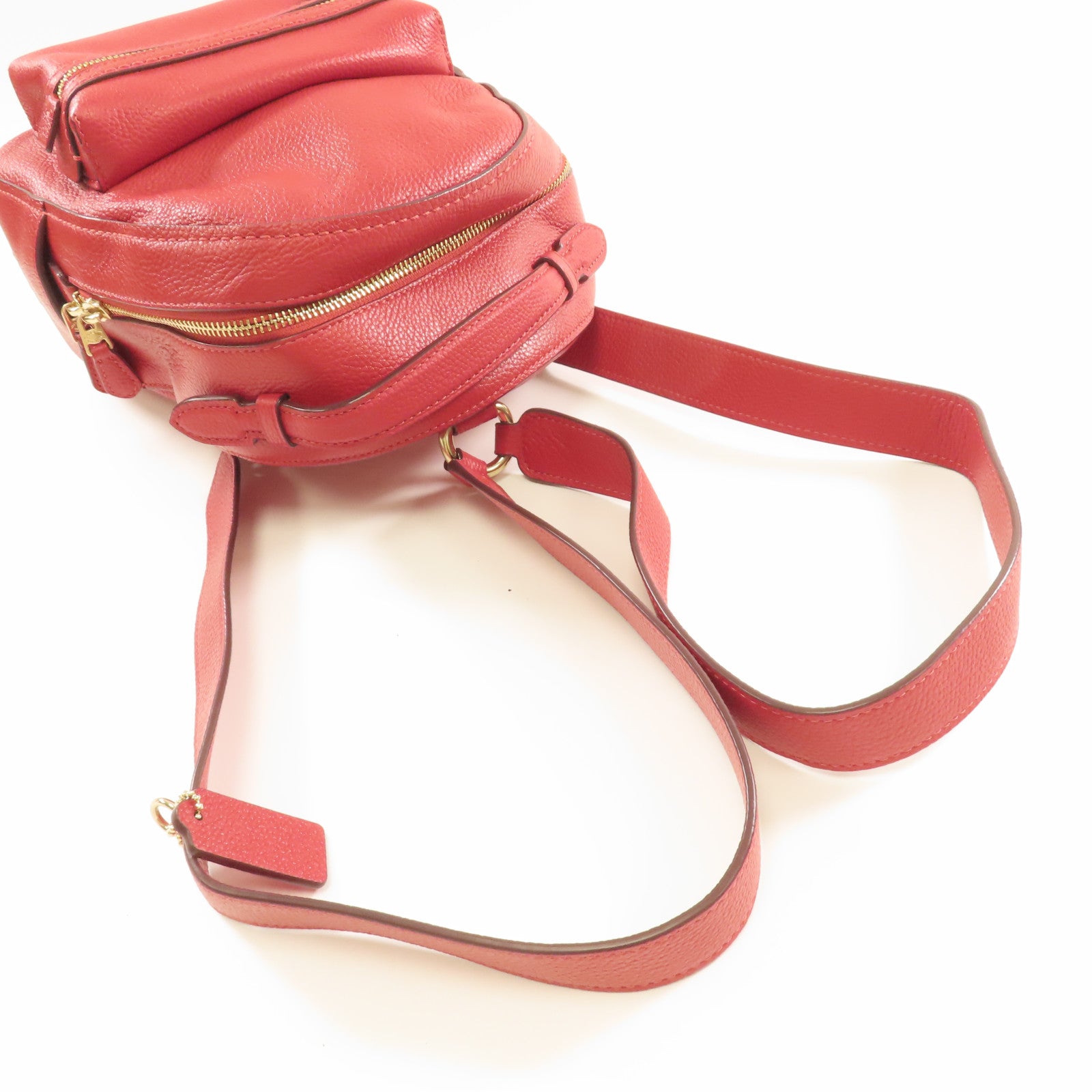 COACH 牛皮皮革Backpack金扣背包紅色