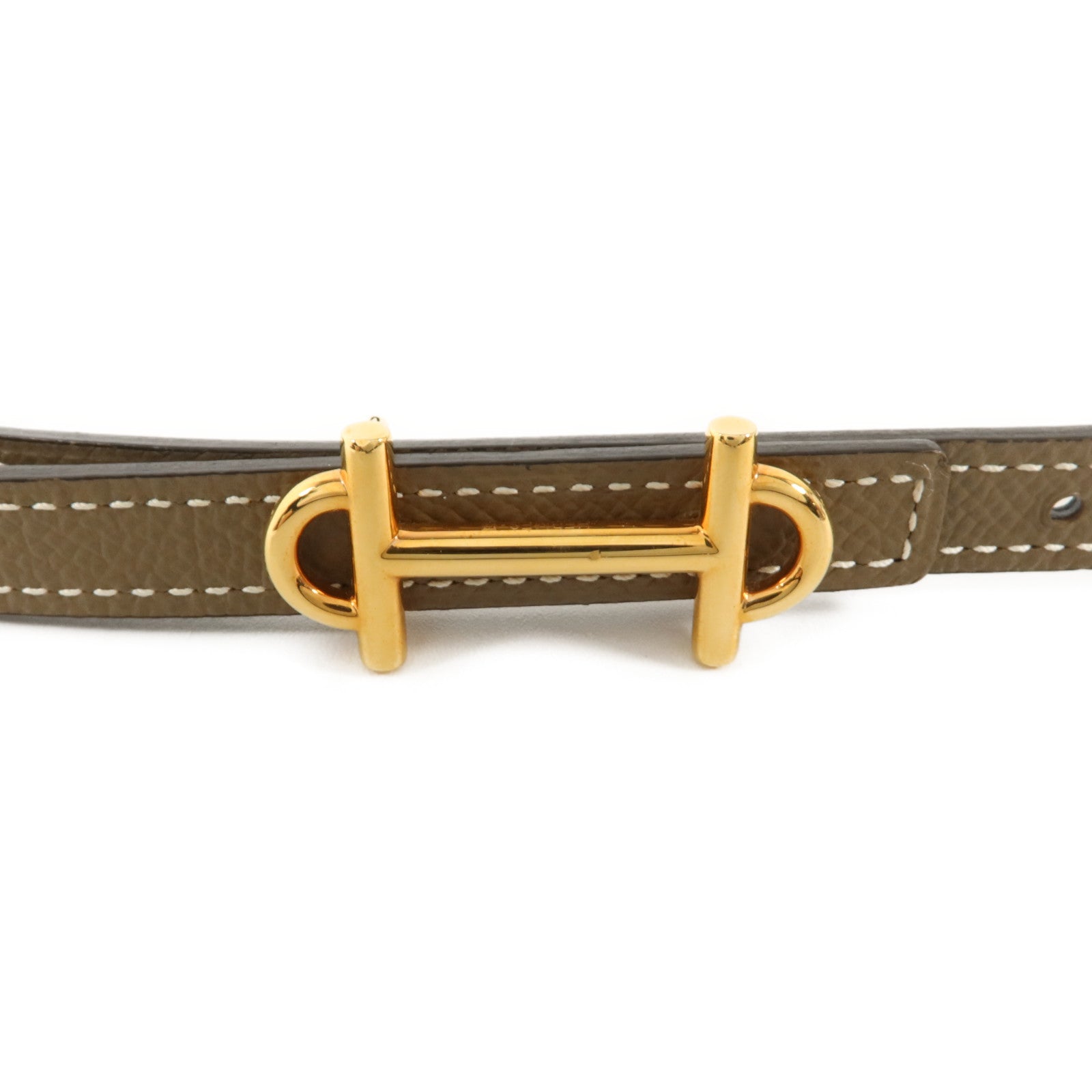 HERMES Epsom皮革/Swift皮革Gamma Reversible Belt 85cm皮帶Etoupe/Noir