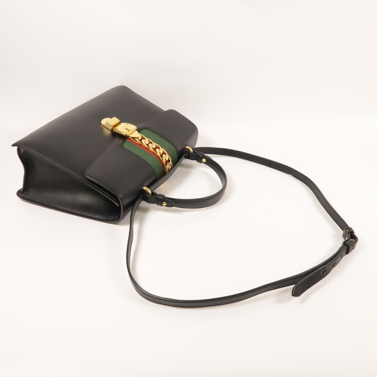 GUCCI 【激減優惠】牛皮皮革Sylvie金扣手挽肩背兩用袋