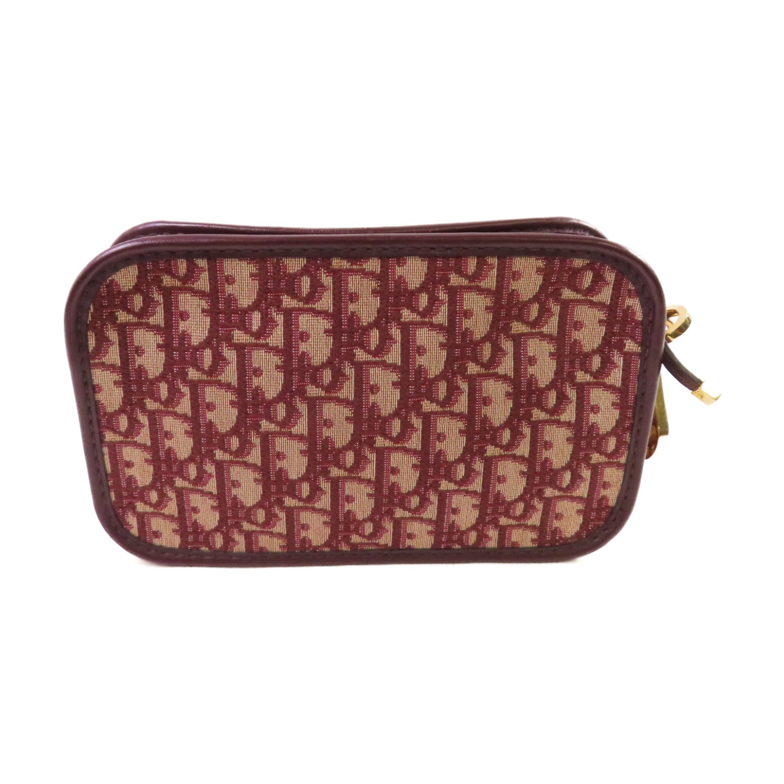 Dior Oblique帆布Clutch Bag金扣手拿包酒紅色