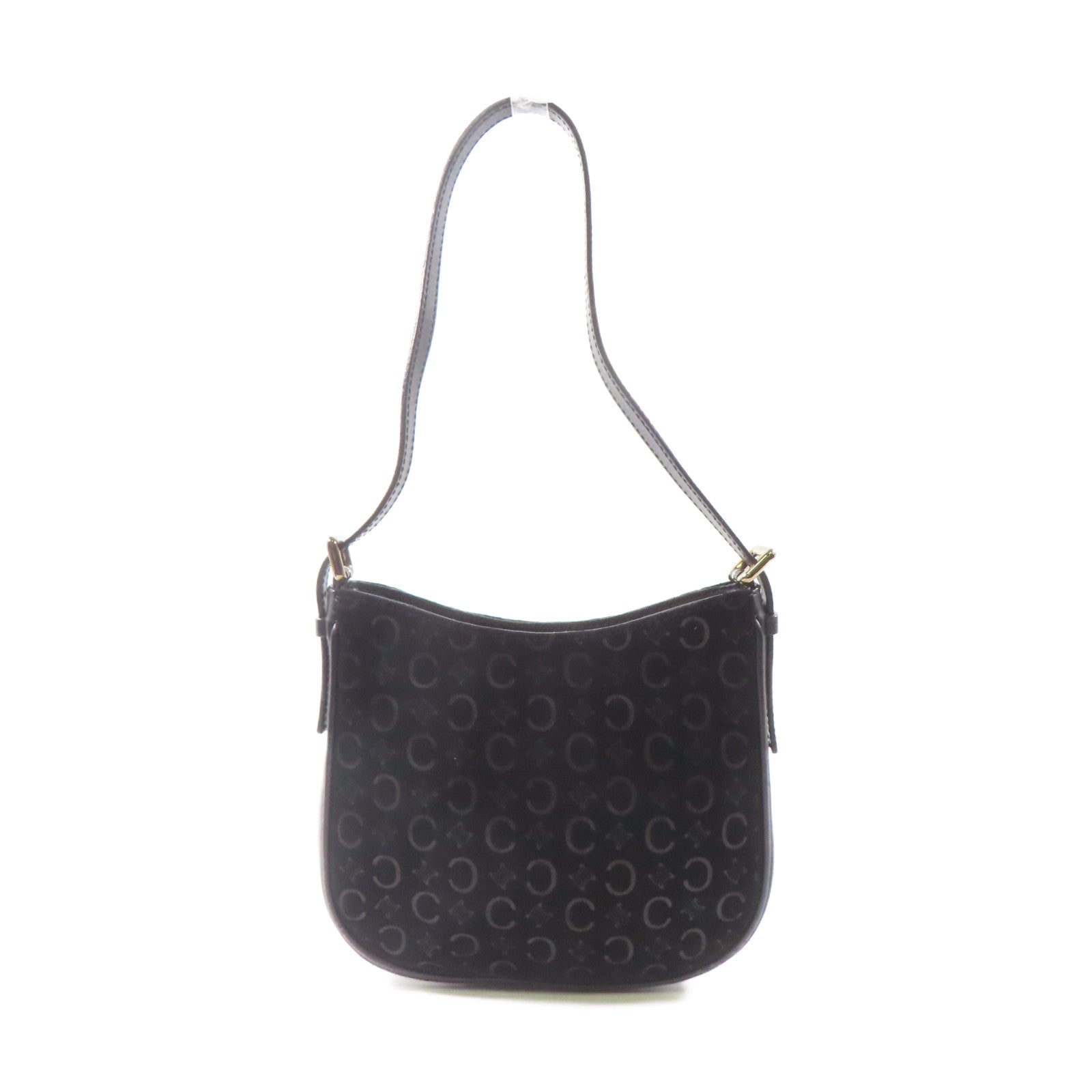 CELINE 麂皮皮革Shoulder bag銀扣肩背袋黑色