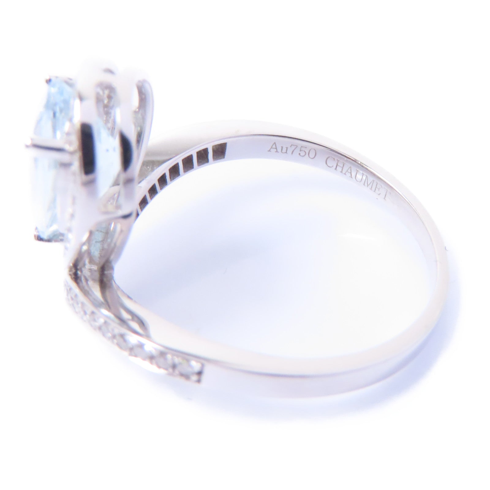 JEWELRY 18K白金Aquamarine Ring海藍寶石1.15ct/0.195ct鑽石戒指US＃5.75淺藍色