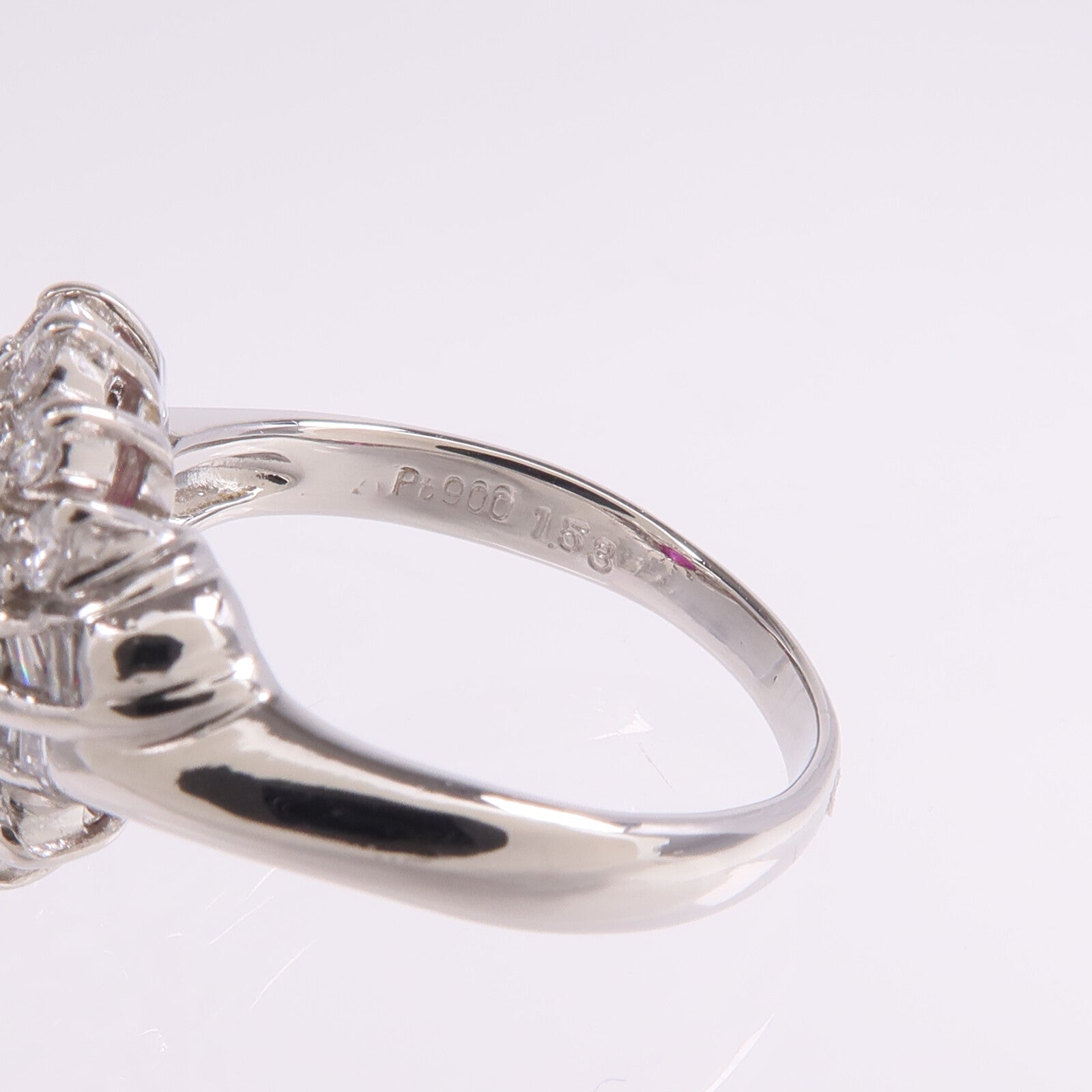 JEWELRY PT900鉑金Sapphire Diamond Ring粉紅色藍寶石/鑽石戒指US#6.5