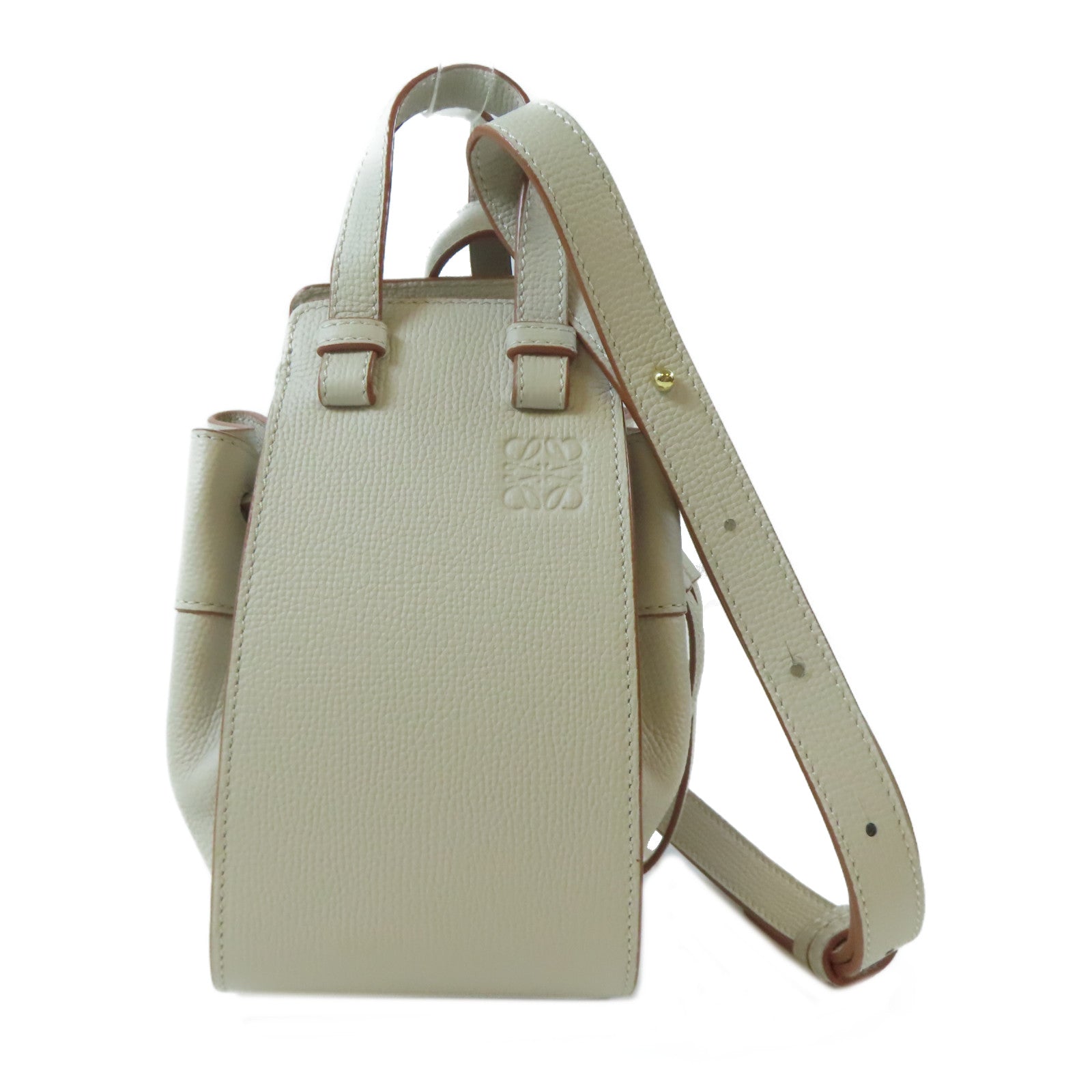 LOEWE 【激減優惠】牛皮皮革Mini Hammock金扣手挽肩背兩用袋米色