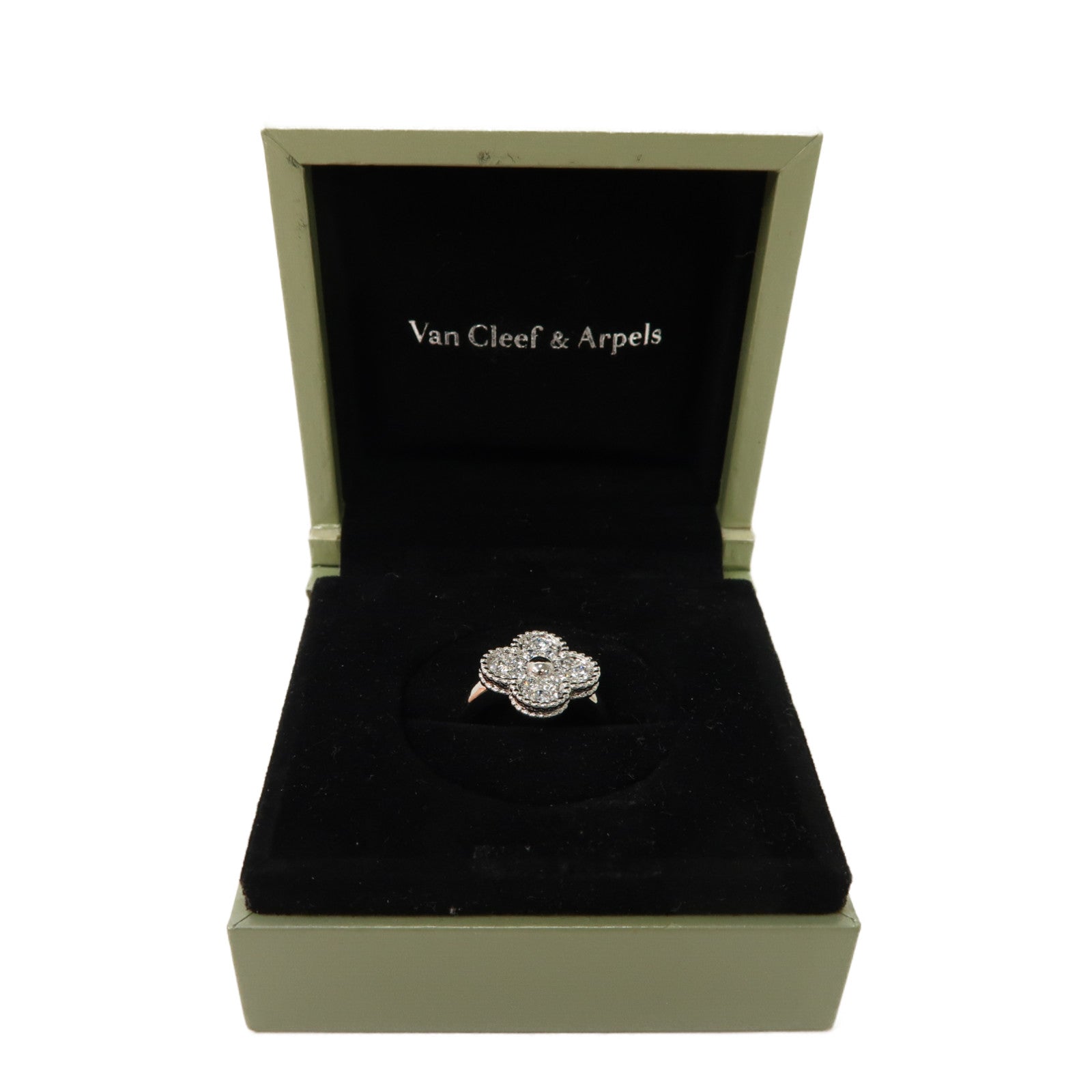 Van Cleef & Arpels 18K白金Alhambra Diamond Ring戒指US#6.5