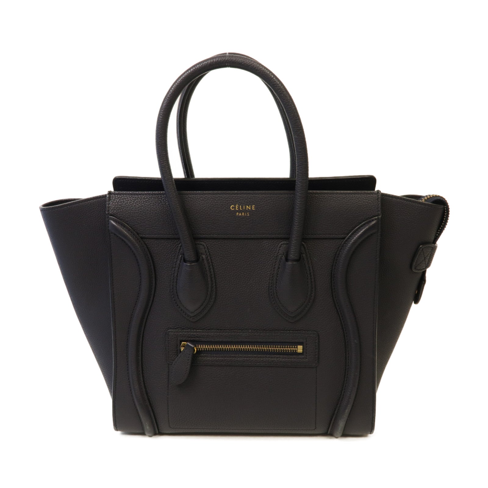 CELINE 牛皮皮革Luggage Bag金扣手挽袋深藍色