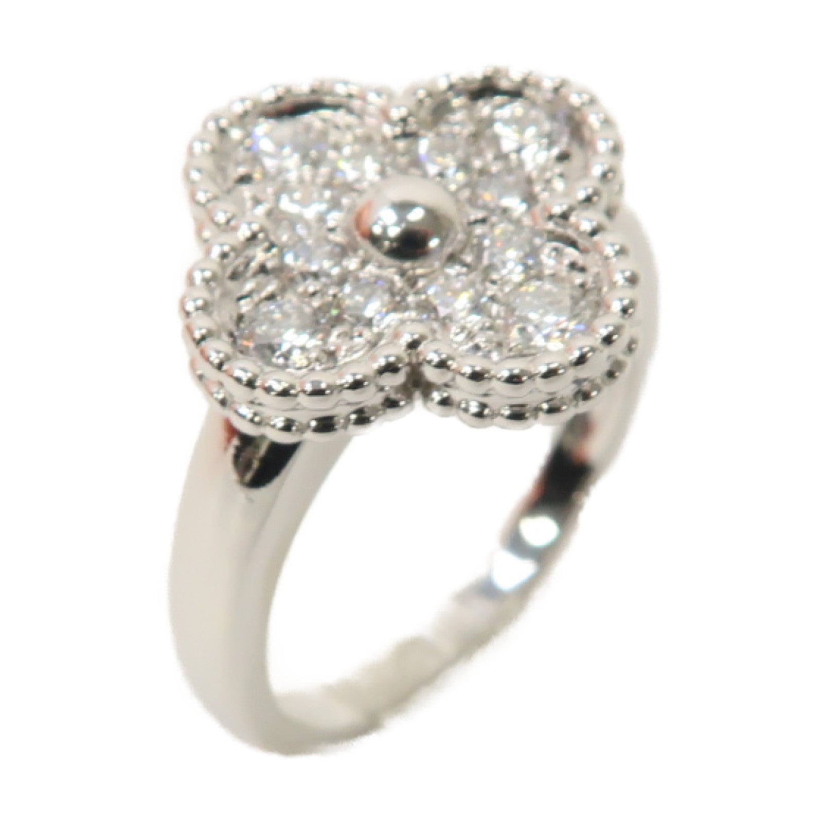Van Cleef & Arpels 18K白金Alhambra Diamond Ring戒指US#6.5