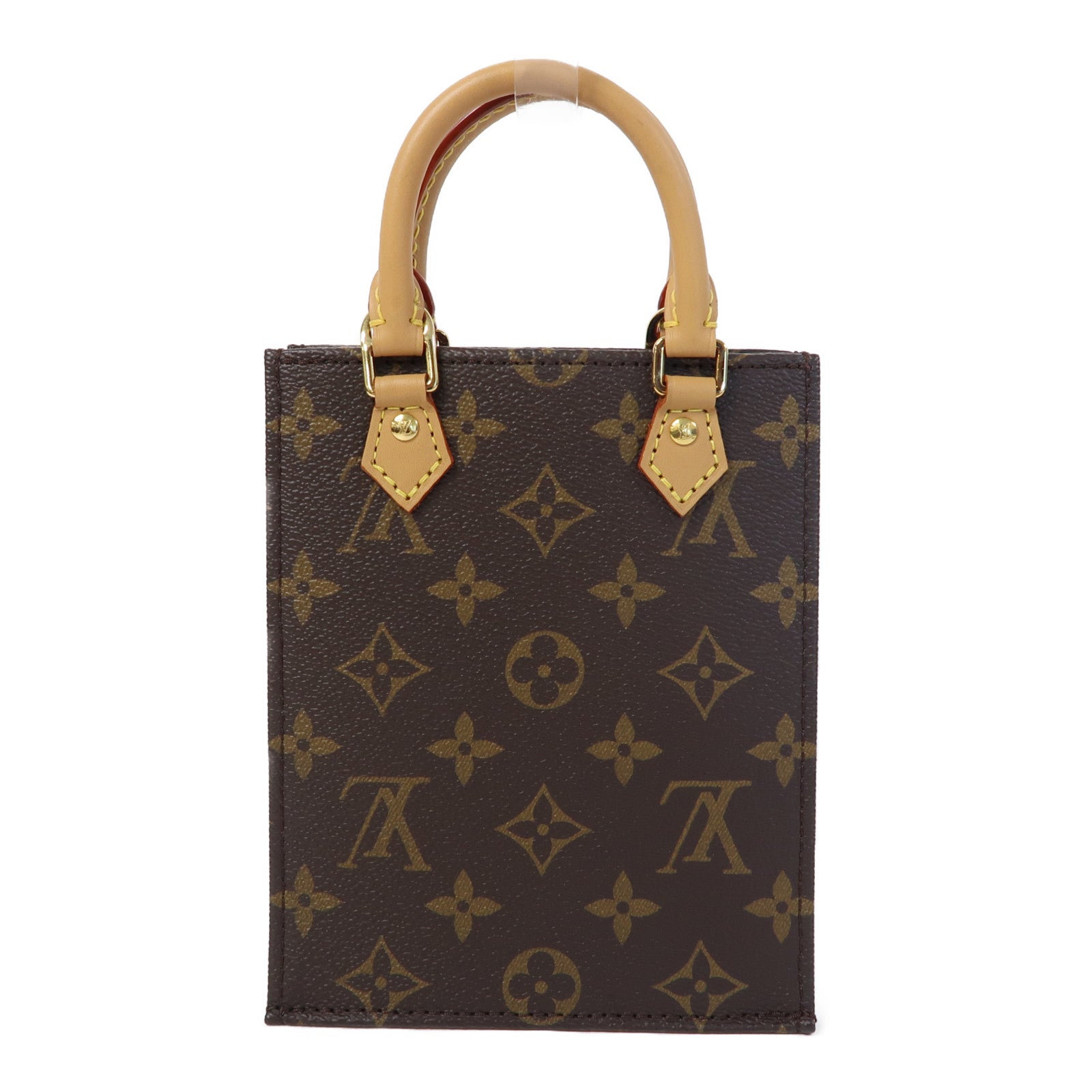 LOUIS VUITTON Monogram Petit Sac Plat金扣手挽肩背兩用袋啡色