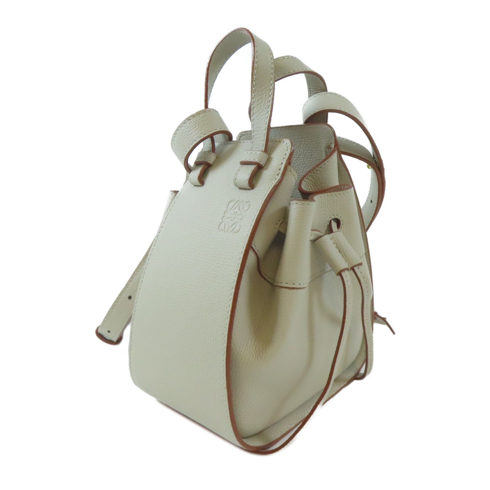LOEWE 【激減優惠】牛皮皮革Mini Hammock金扣手挽肩背兩用袋米色