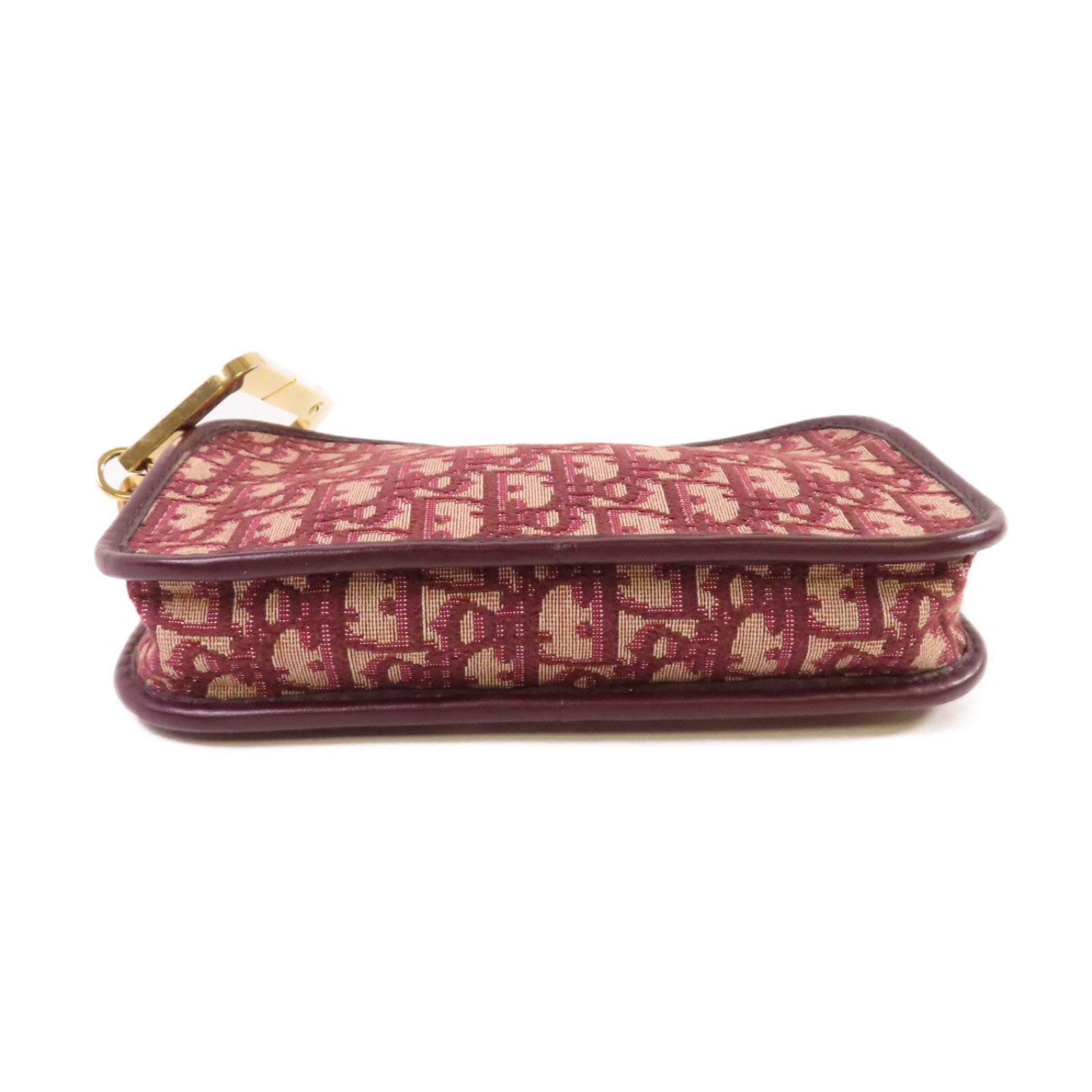 Dior Oblique帆布Clutch Bag金扣手拿包酒紅色