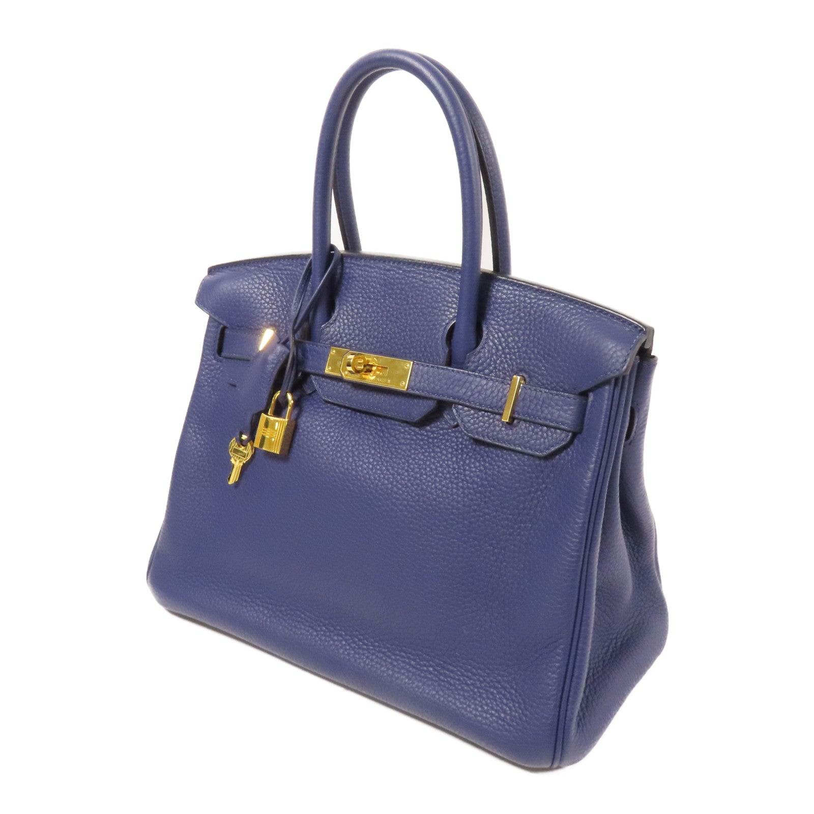 HERMES 【激減優惠】Clemence皮革Birkin 30金扣手挽袋Bleu Encre