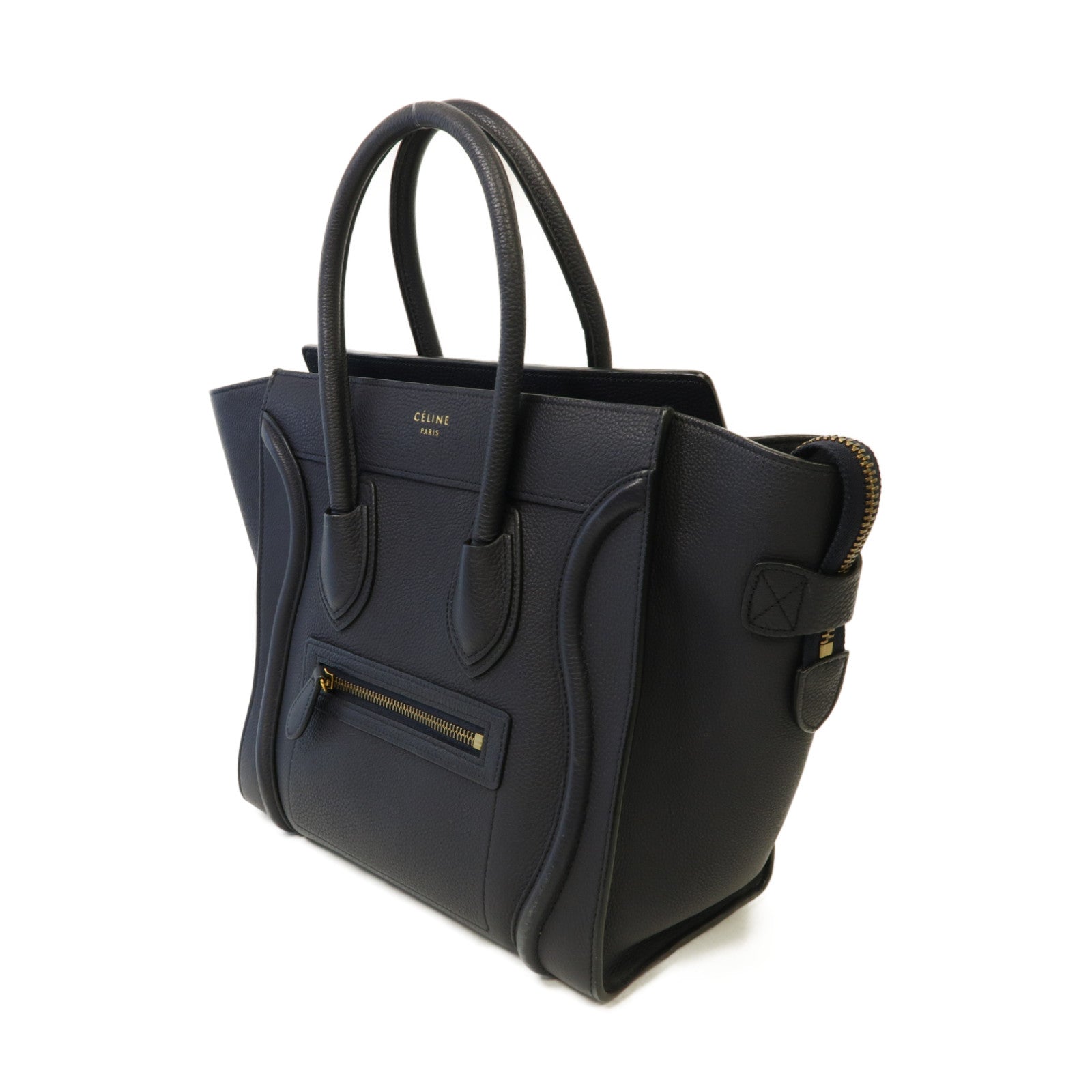 CELINE 牛皮皮革Luggage Bag金扣手挽袋深藍色