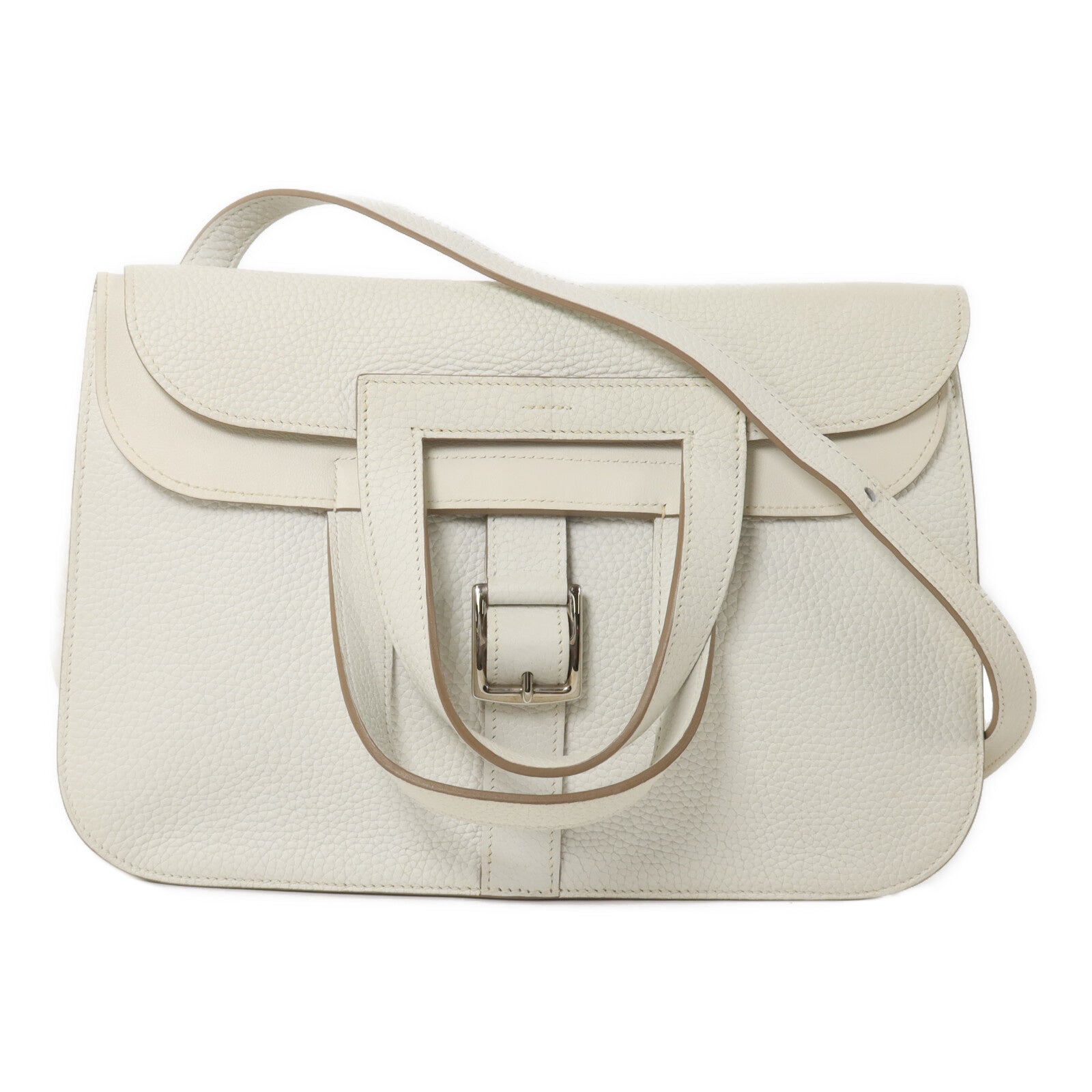HERMES Clemence皮革Halzan 31手挽肩背兩用袋Blanc