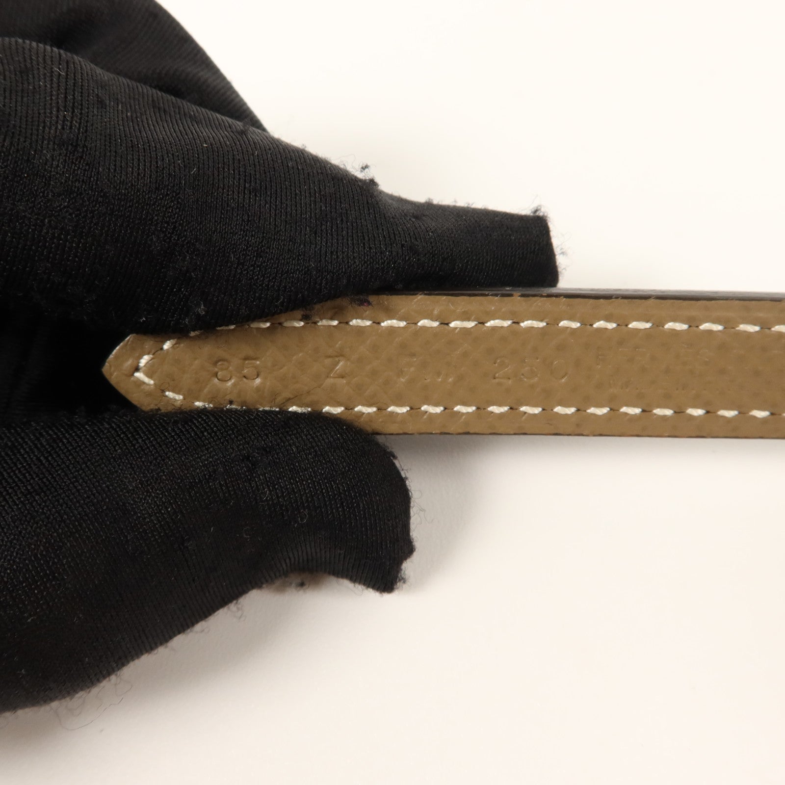 HERMES Epsom皮革/Swift皮革Gamma Reversible Belt 85cm皮帶Etoupe/Noir