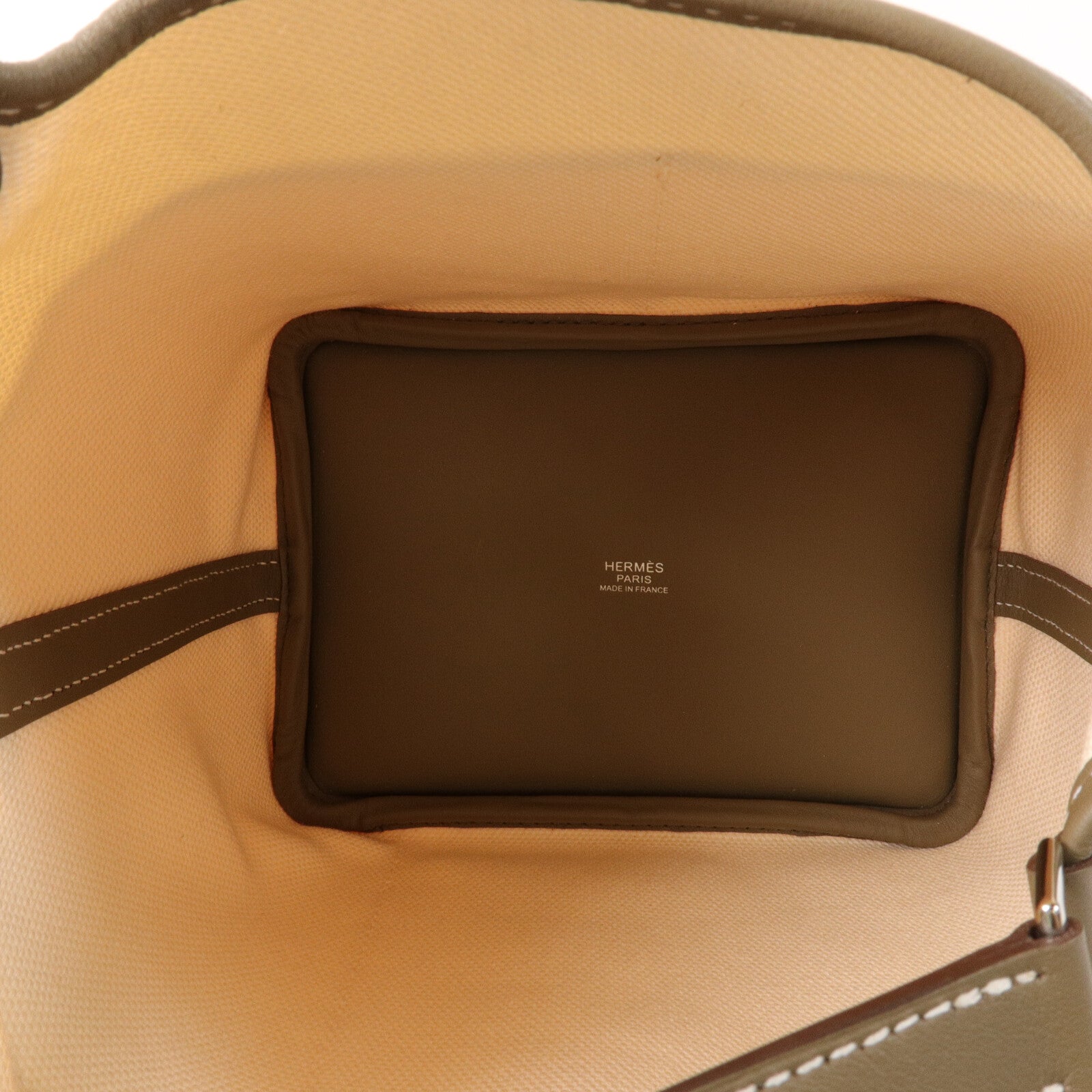 HERMES 帆布/Swift皮革Picotin PM手挽袋Etoupe