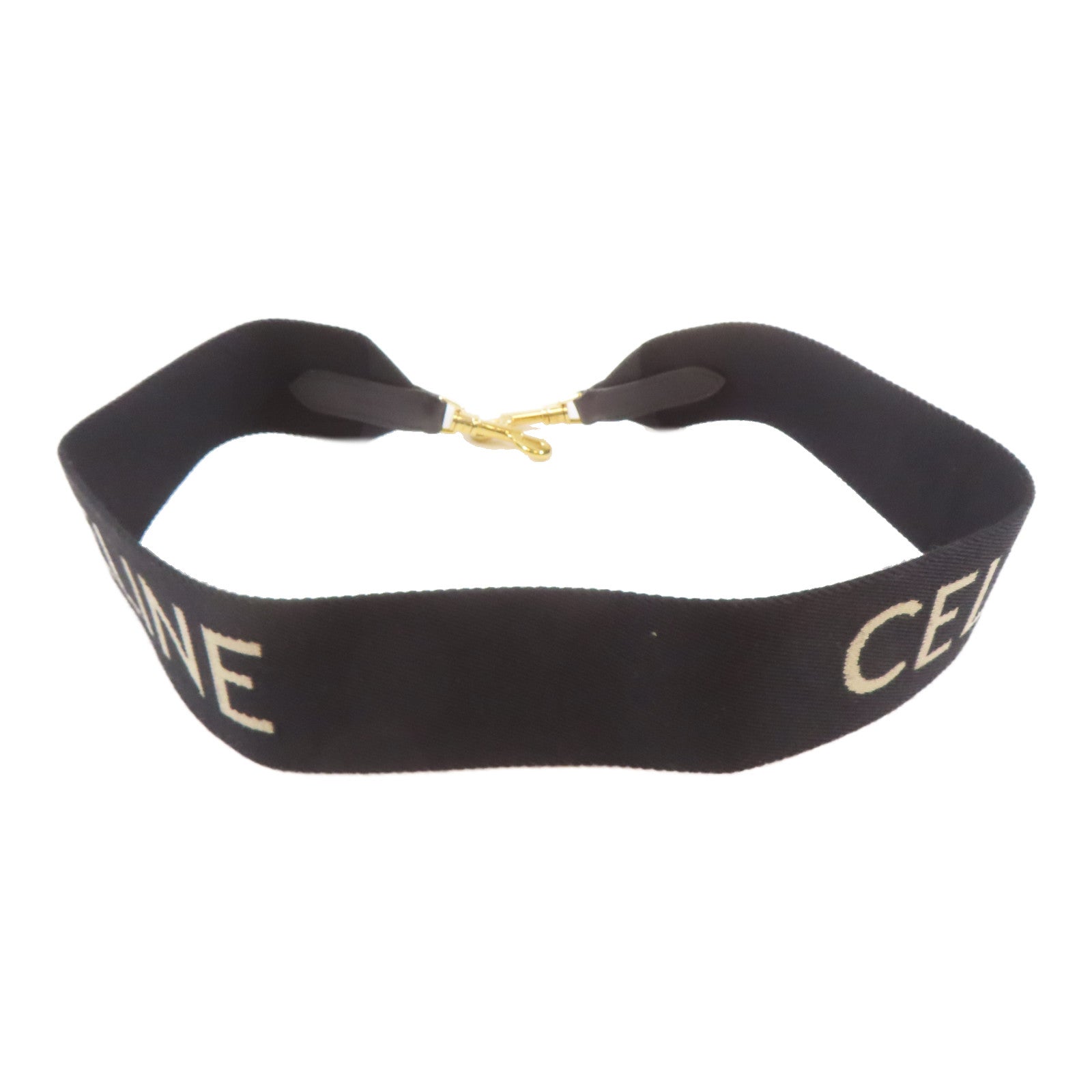 CELINE 帆布Shoulder Strap金扣肩背帶黑色