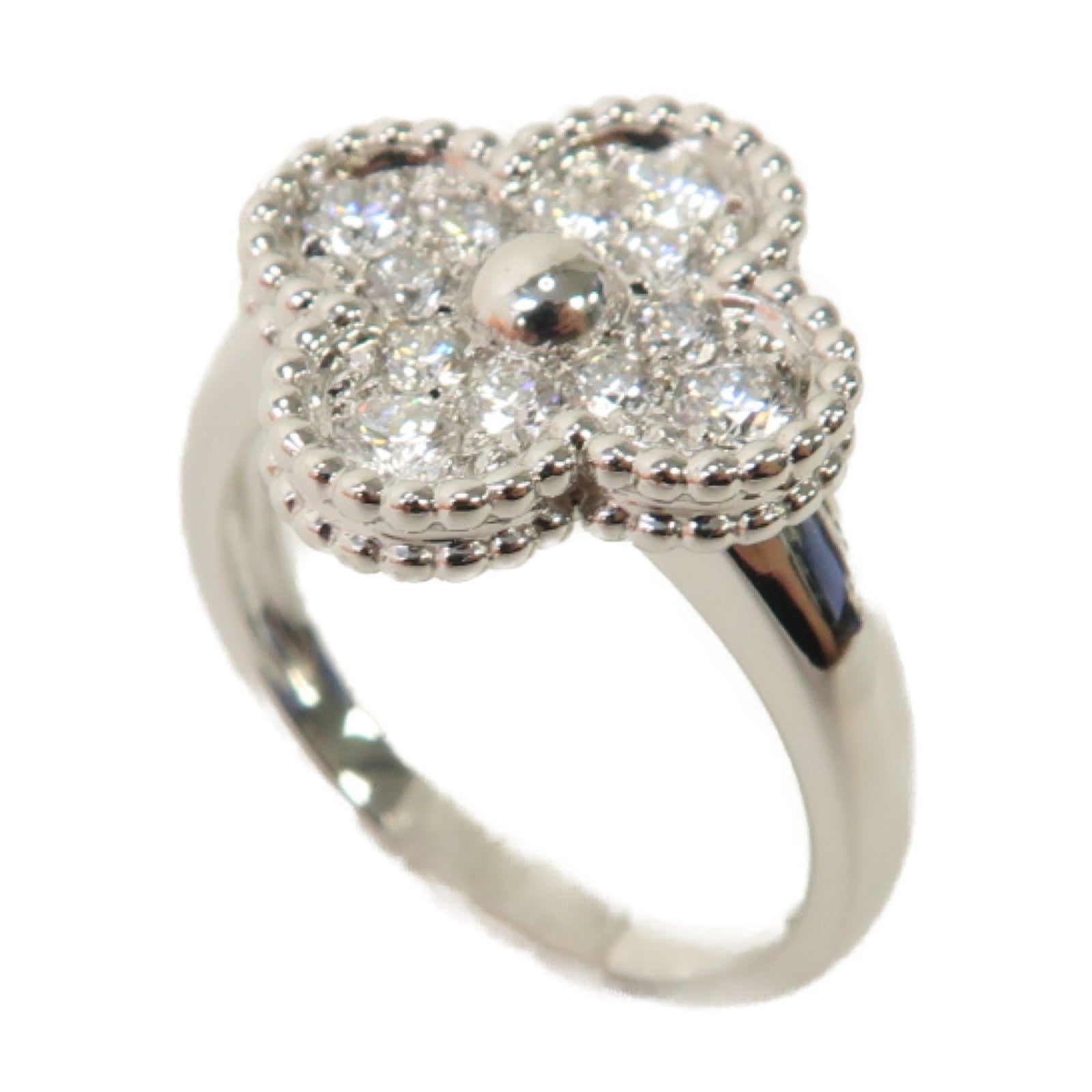 Van Cleef & Arpels 18K白金Alhambra Diamond Ring戒指US#6.5
