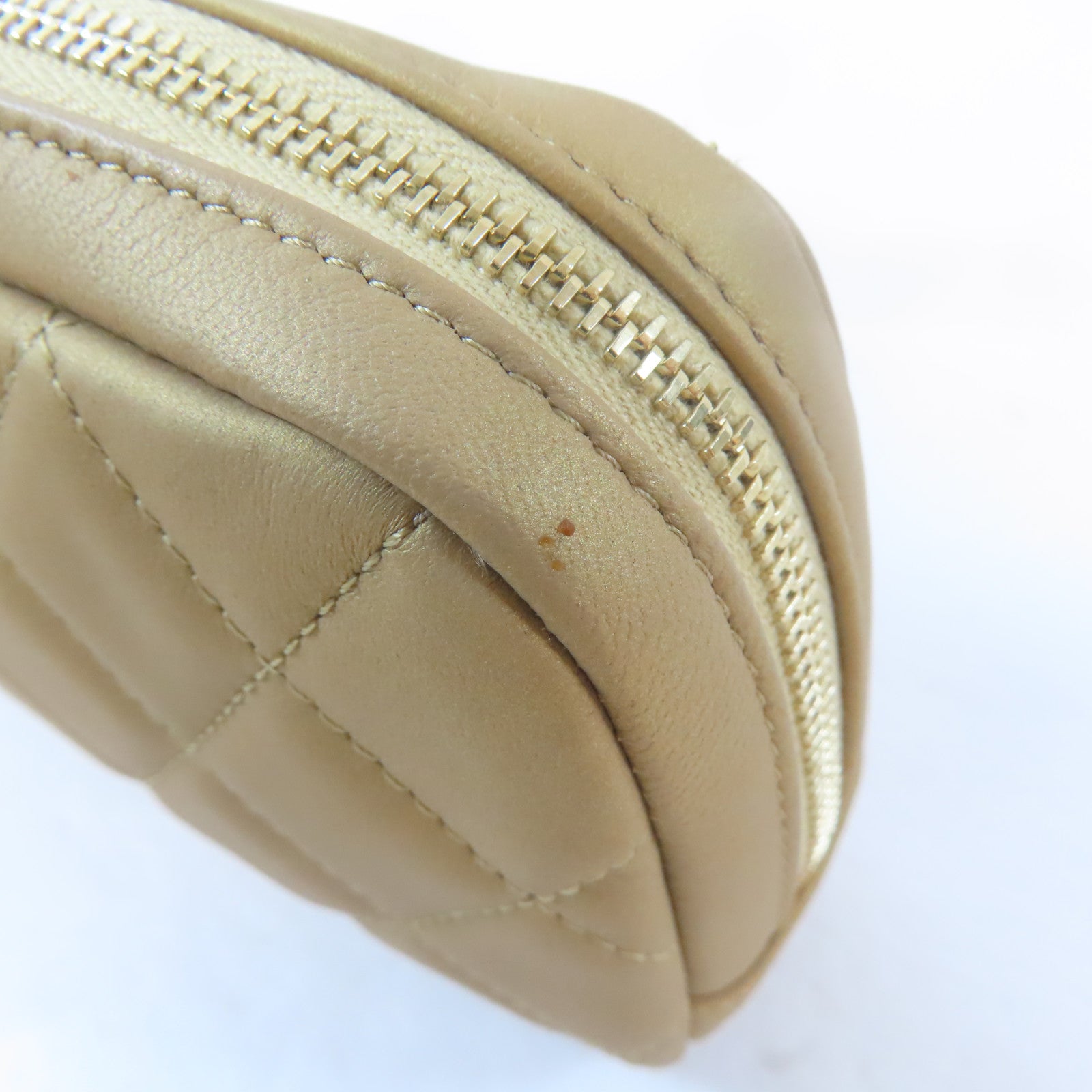 CHANEL (PRICE DOWN) Quilted CC GHW Pouch Bag Lambskin Leather Gold