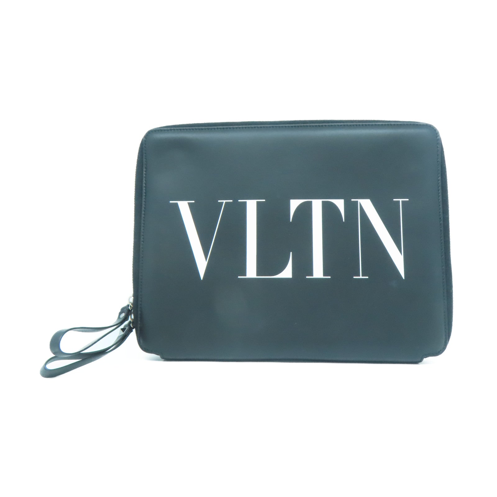 Valentino 【激減優惠】牛皮皮革Pouch銀扣電腦保護袋黑色