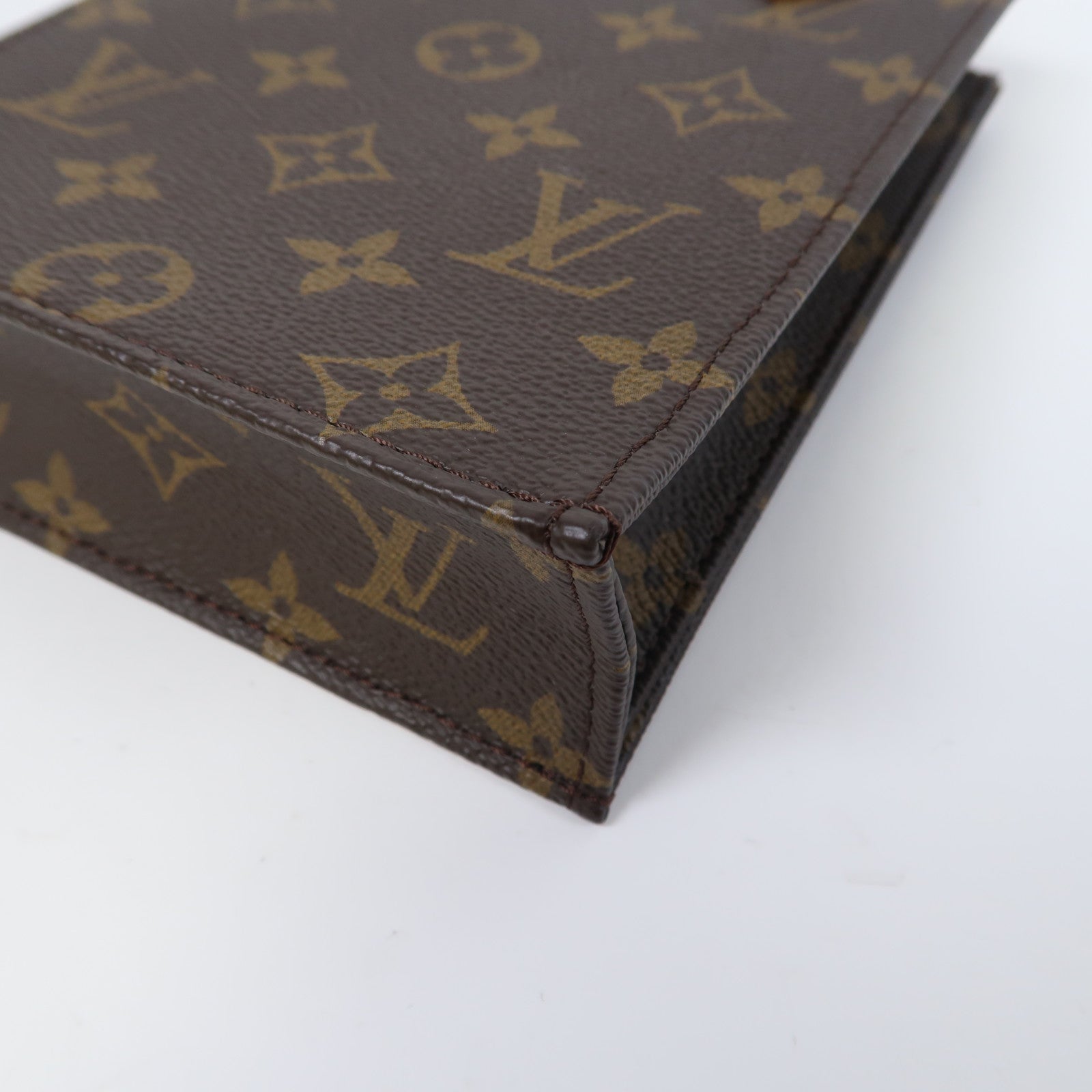 LOUIS VUITTON Monogram Petit Sac Plat金扣手挽肩背兩用袋啡色