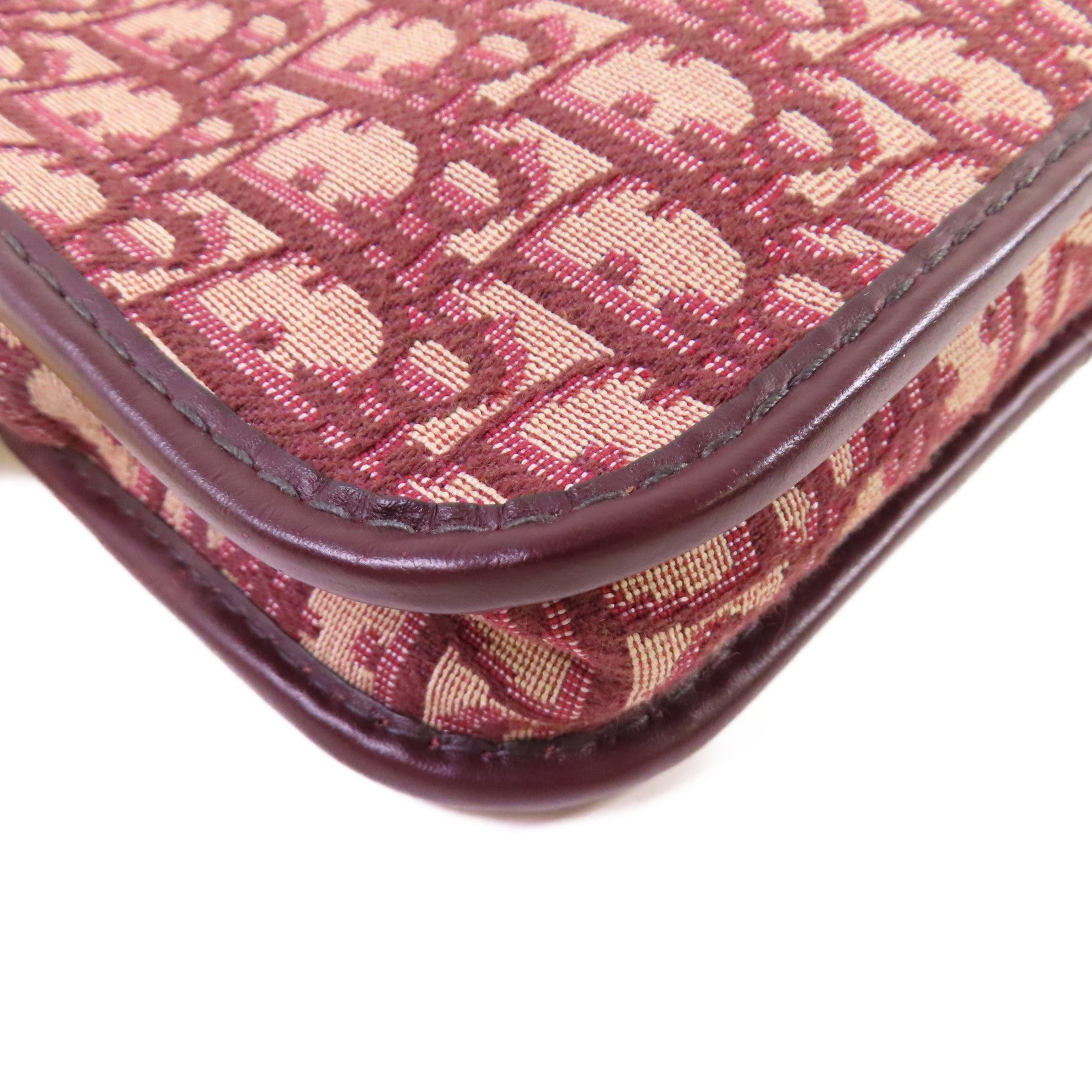 Dior Oblique帆布Clutch Bag金扣手拿包酒紅色