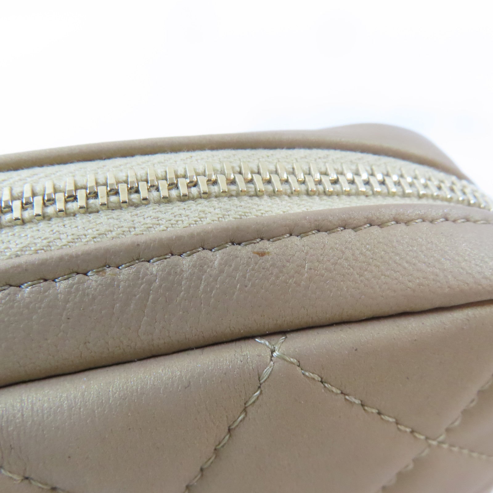 CHANEL (PRICE DOWN) Quilted CC GHW Pouch Bag Lambskin Leather Gold