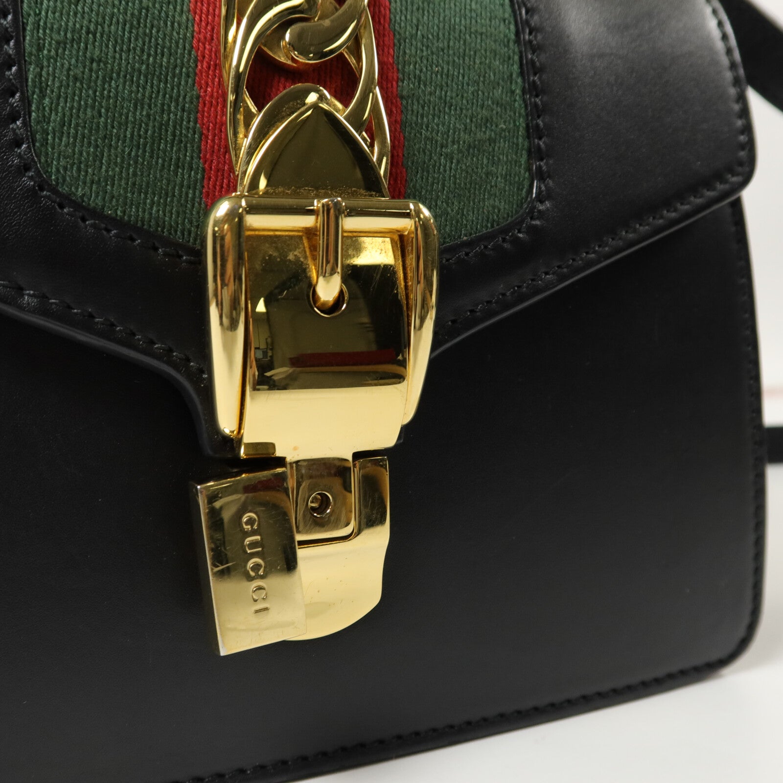 GUCCI 牛皮皮革Sylvie手挽肩背兩用袋