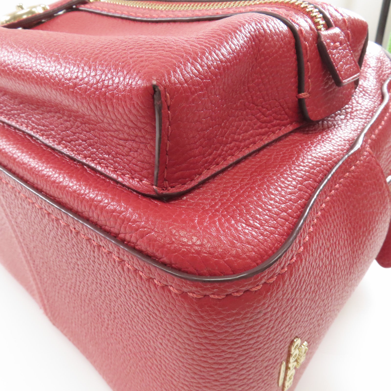 COACH 牛皮皮革Backpack金扣背包紅色